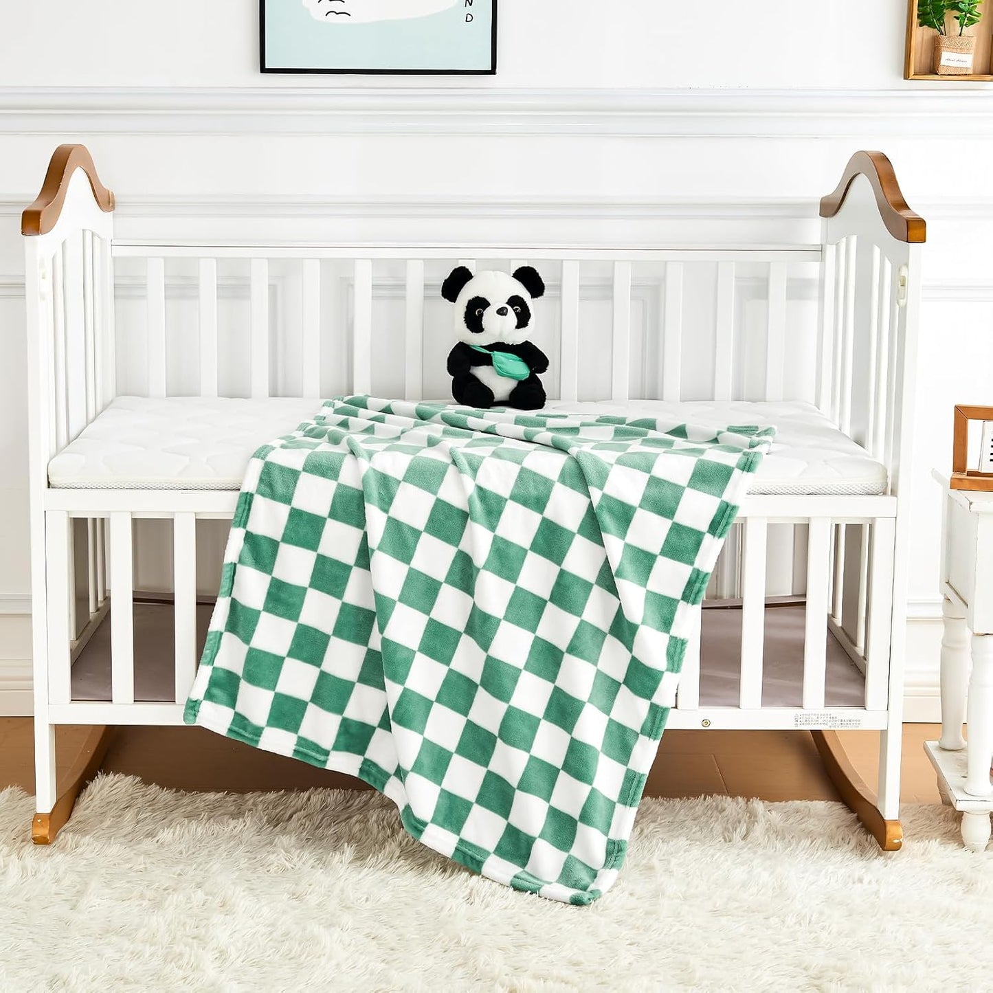 Yurhap Checkered Baby Blanket Fleece Baby Blankets for Boys, Ultra Soft Cozy Fluffy Infant Toddler Newborn Receiving Gifts for Crib Stroller, 30x40 Inch, Jade Green