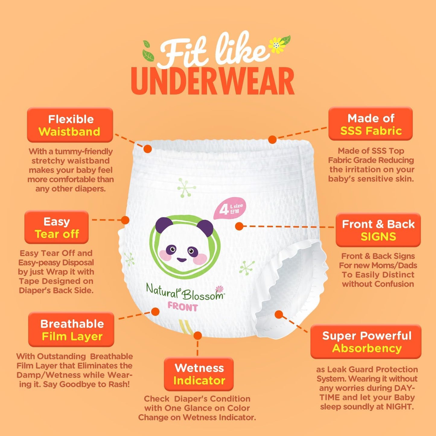 Pull-On Baby Diapers | Ultra-Slim, Hypoallergenic, Super Soft, Vegan | Size 4 (2T-3T, 20-31 lbs) | 96 Count