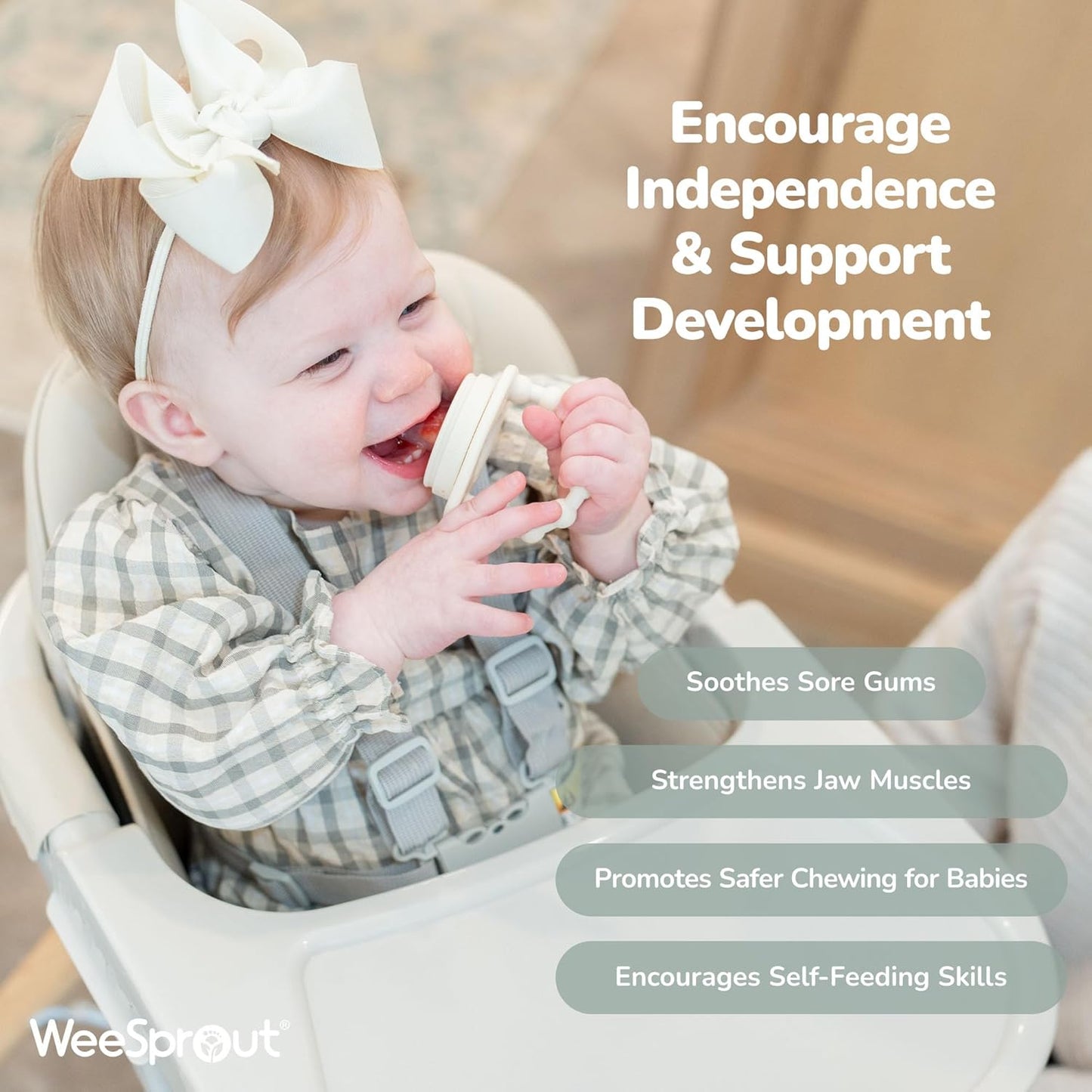 WeeSprout Baby Food Feeder Set - 2 Silicone Feeders & Reusable Freezer Tray with Lid - BPA-Free Fresh Fruit & Veggie Pacifier for Babies & Toddlers - Double as Teething Toys - Dishwasher Safe