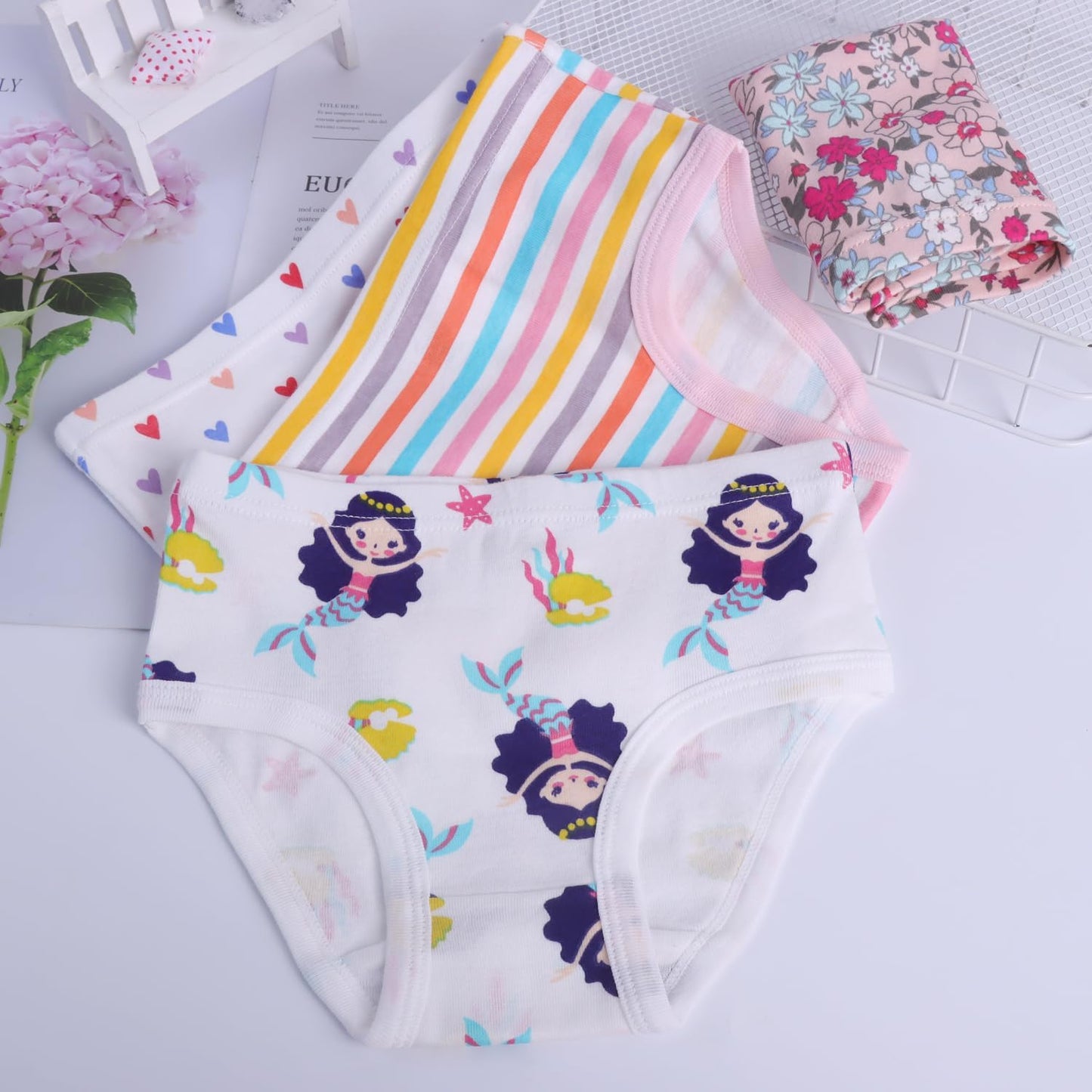 Finihen Girls Cotton Underwear Toddler Girls Panties Kids Briefs Multipacks.