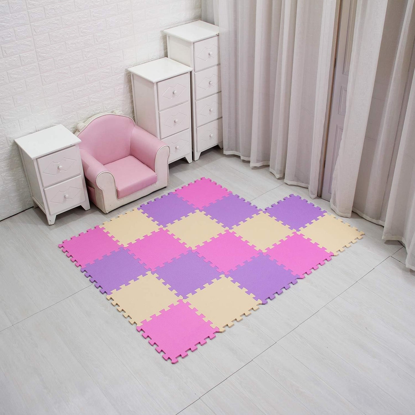 MQIAOHAM® 18 Pieces Puzzle Play Mats, Soft Baby Play Mat, Kids Interlocking Foam Floor Tiles, Toddlers Carpet Playmats G301018-103110111