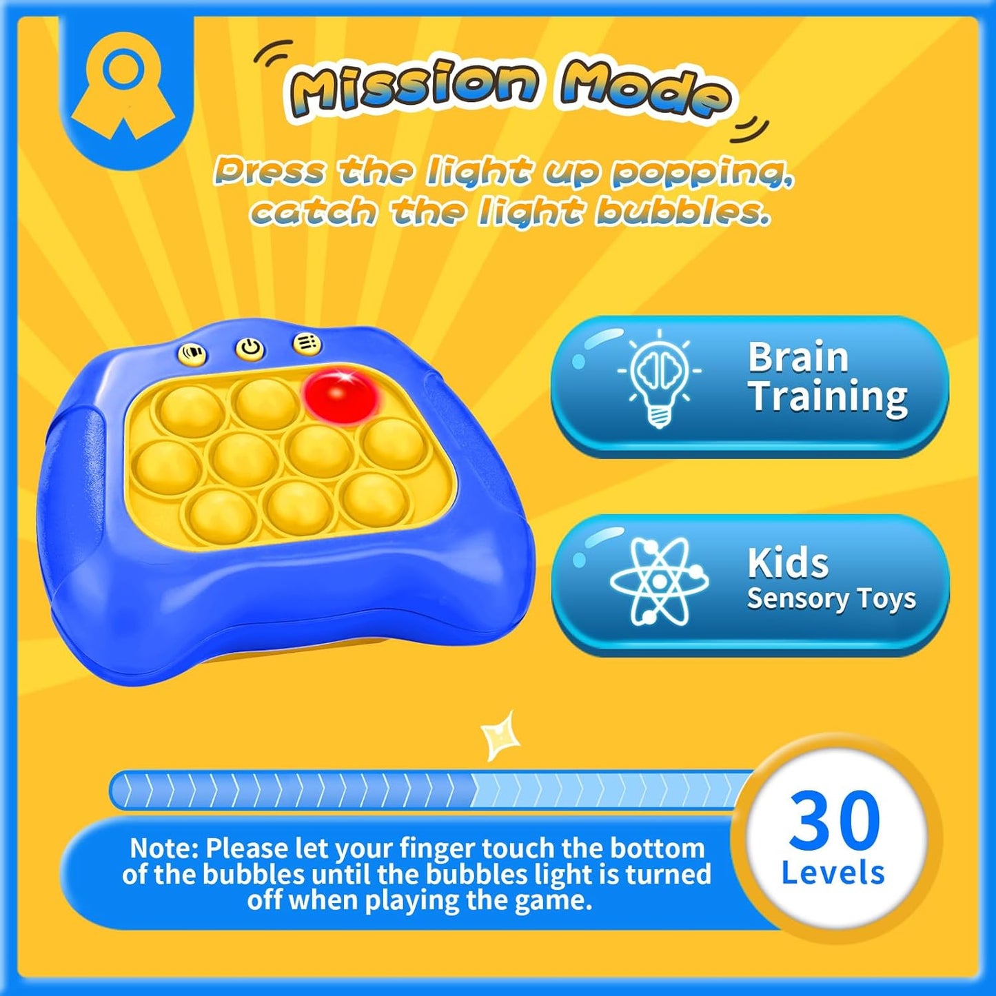 Fast Push Bubble Game, Light-up Pop Game Fidget Toys for Kids and Adults, Electronic Handheld Quick Push Bubble Game, Stress Relief Toys for 6 7 8 9+ Year Old Boys & Girls (Dark Blue)