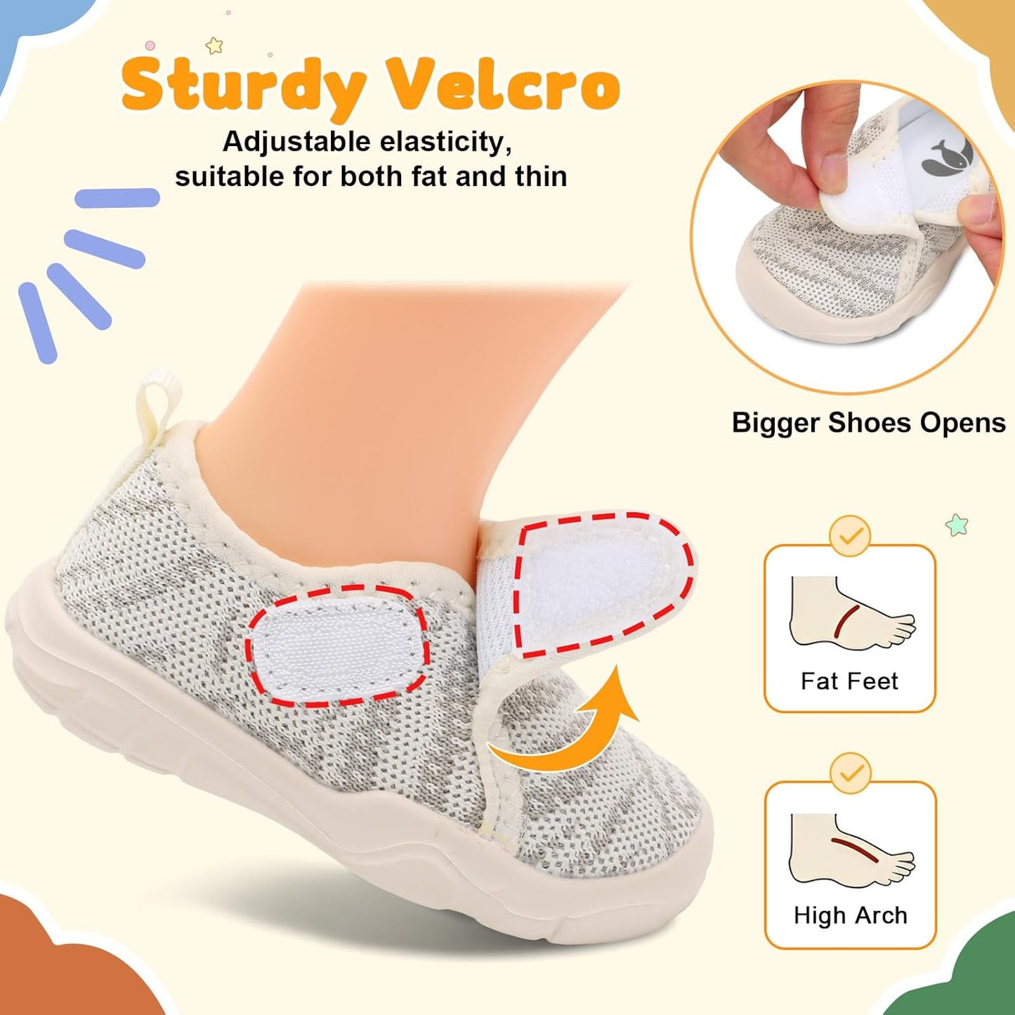 FEETCITY Baby Shoes Boys Girls First Walking Shoes Infant Sneakers Lightweight Slip On Shoe