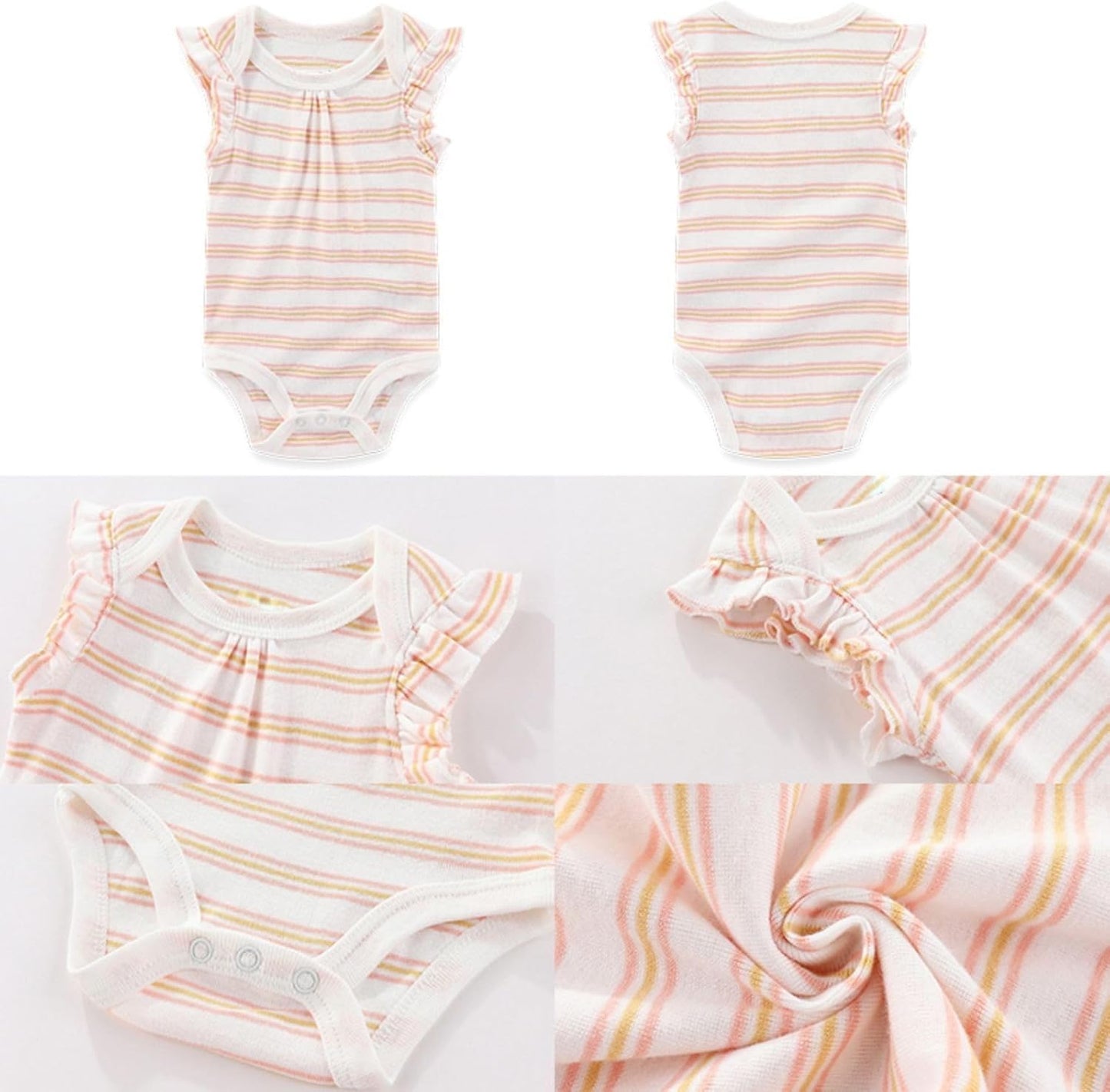 Four Seasons Baby Boy Girl Bodysuits 5-Pack Cotton Comfort Short Sleeve Baby Clothes Soft Infant Outfits