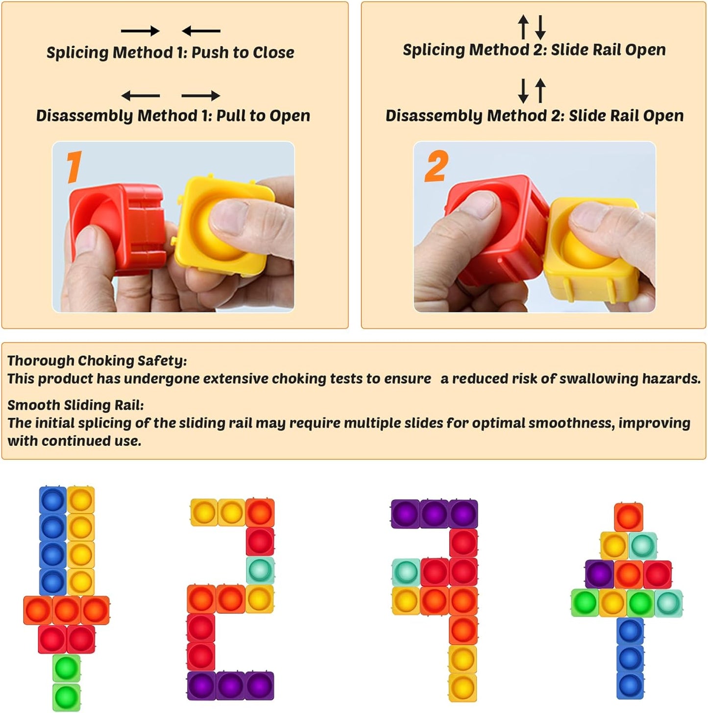 Giant Pop Blocks Bubble Premium Silicone Pop Fidget Blocks for Endless Joy and Education - Vibrant Pop Blocks for Imaginative Play and Puzzle Games-Toy Gift for Kids (25PCS)