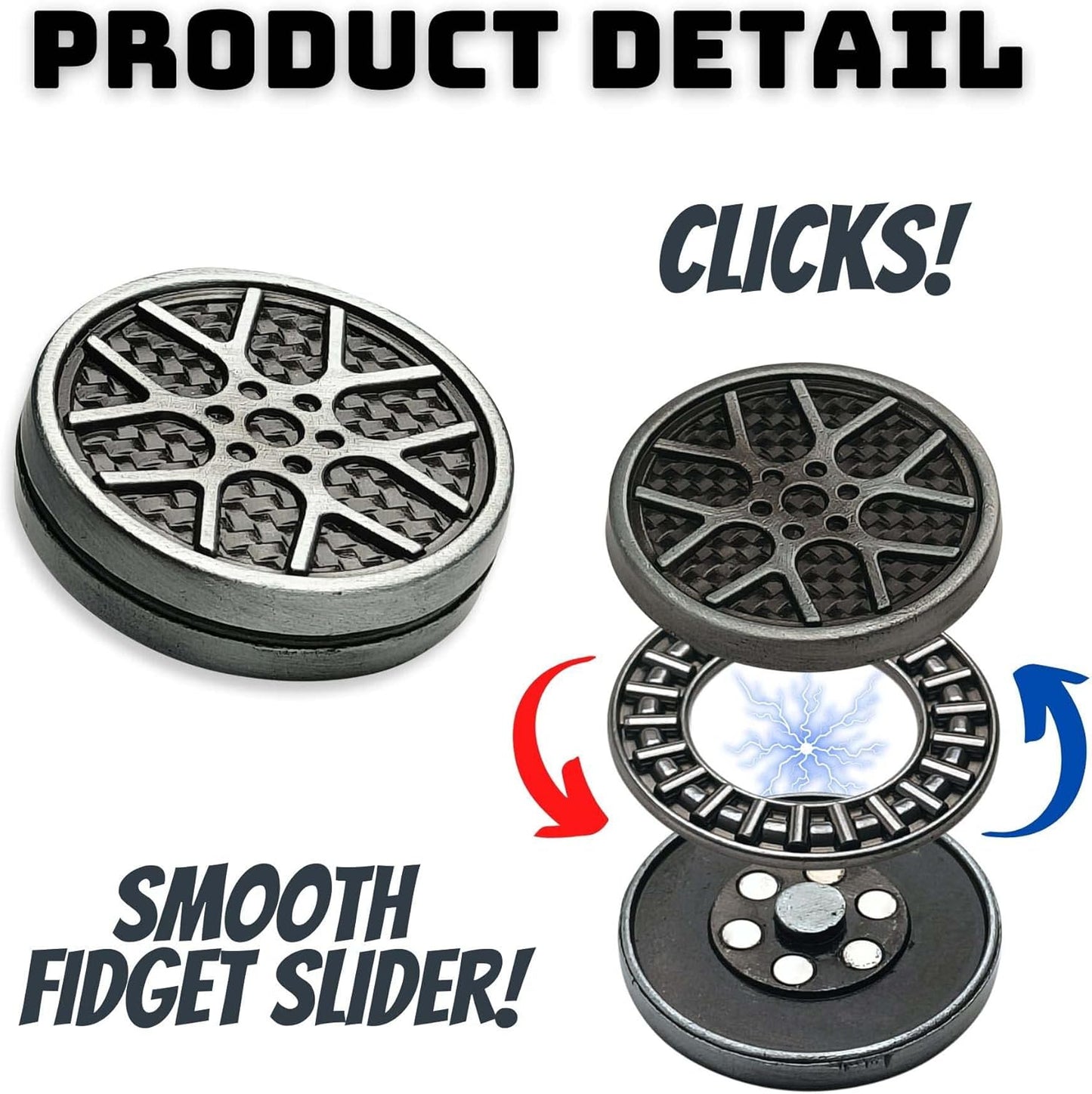 Metal Fidget Toys, Metal Fidget Slider ADHD Haptic Coin for Adults, Anxiety Relief Toy Fidget Clicker Slider EDC Men Desk Toy for Birthday Gift…