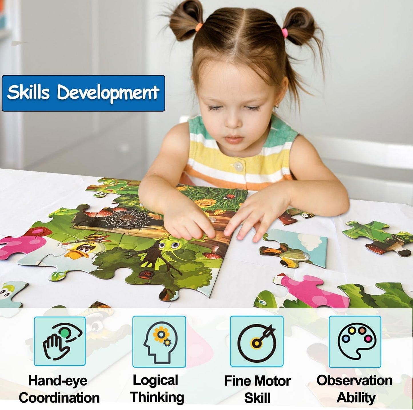 Jumbo Floor Puzzle for Kids, Large Jigsaw Puzzles 35 Piece for Kids Ages 3-5,Preschool Learning & Education Toys, Gifts for 4-8 Year Old Boys and Girls (Insect)