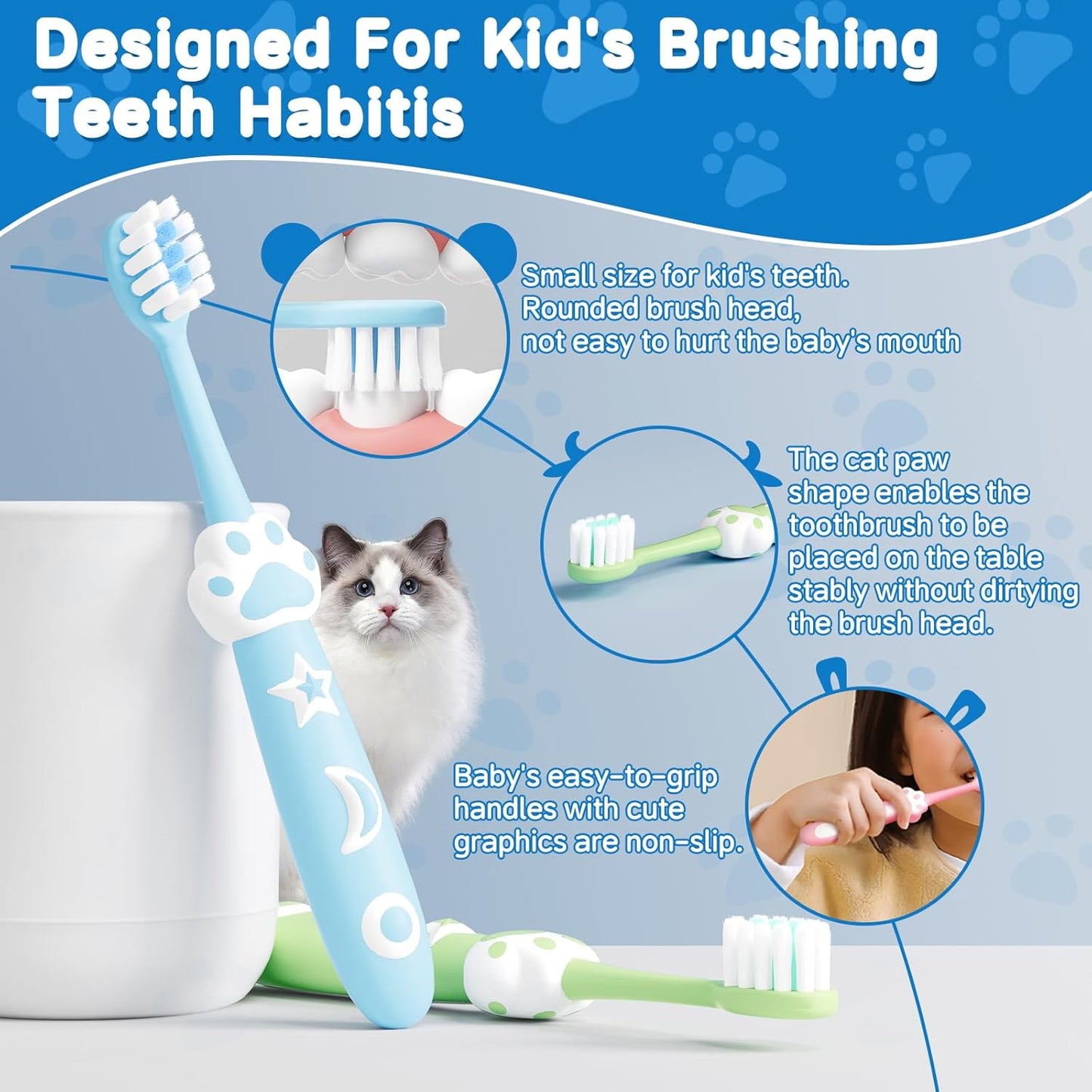 8 Pack Kids Toothbrushes Extra Soft Toddler Toothbrush 2-8 Years Children Manual Toothbrushes for Clean Teeth Cute Kid Toothbrushes Make Your Toddler Love Brushing Teeth