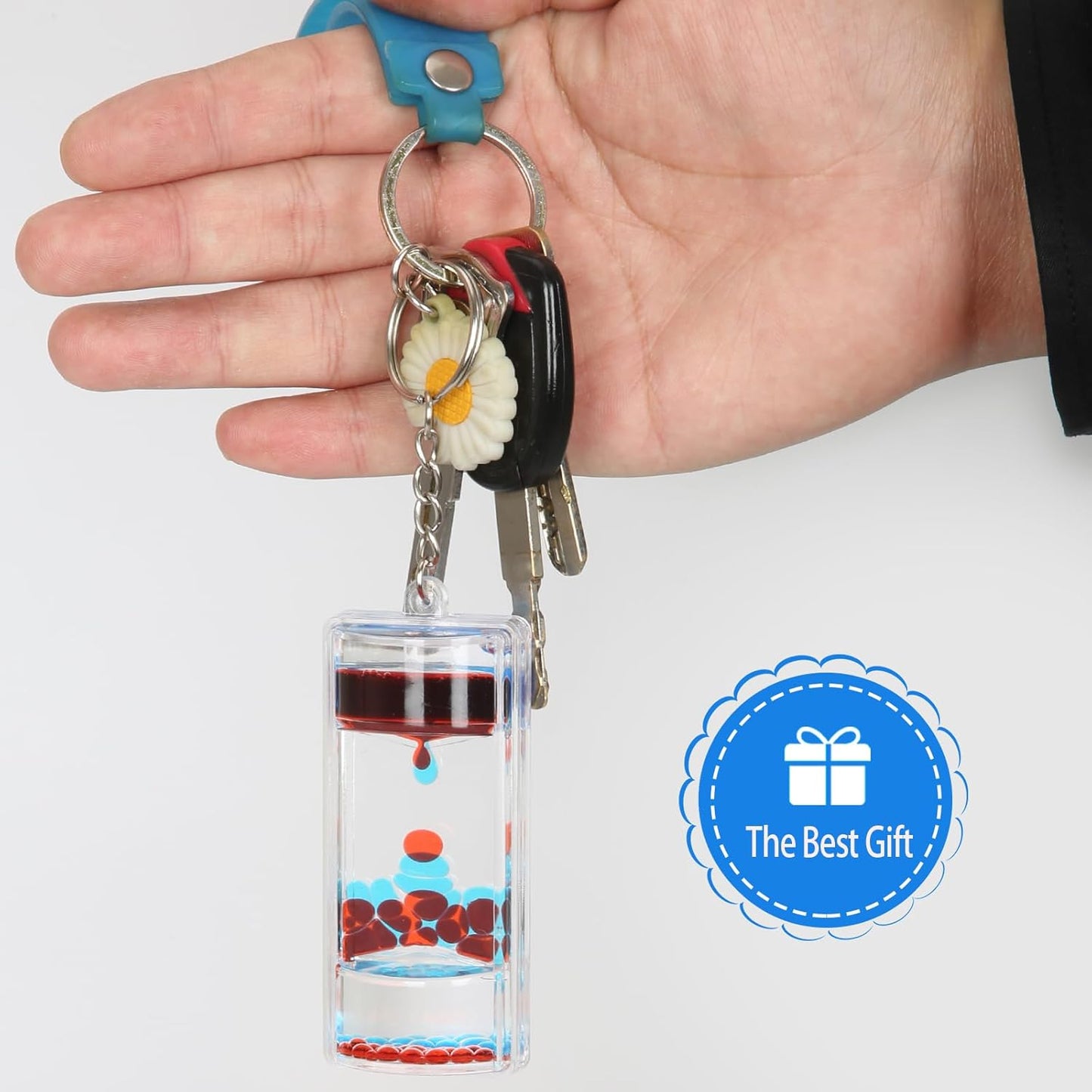 Dynamic Liquid Timers Key Chain Set, Colorful Motion Bubbler Timekeeper Key Chain, Liquid Hourglass Keychains