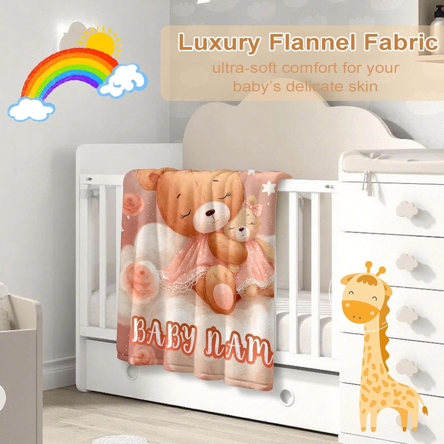 Ship Next Day, Personalized Baby Blanket – Printed in USA, Custom Baby Blanket for Boys & Girls, Baby Blanket with Name, Baby Shower, Easter, Christmas, Birthday Newborn & Toddler Gifts, Baby Gifts