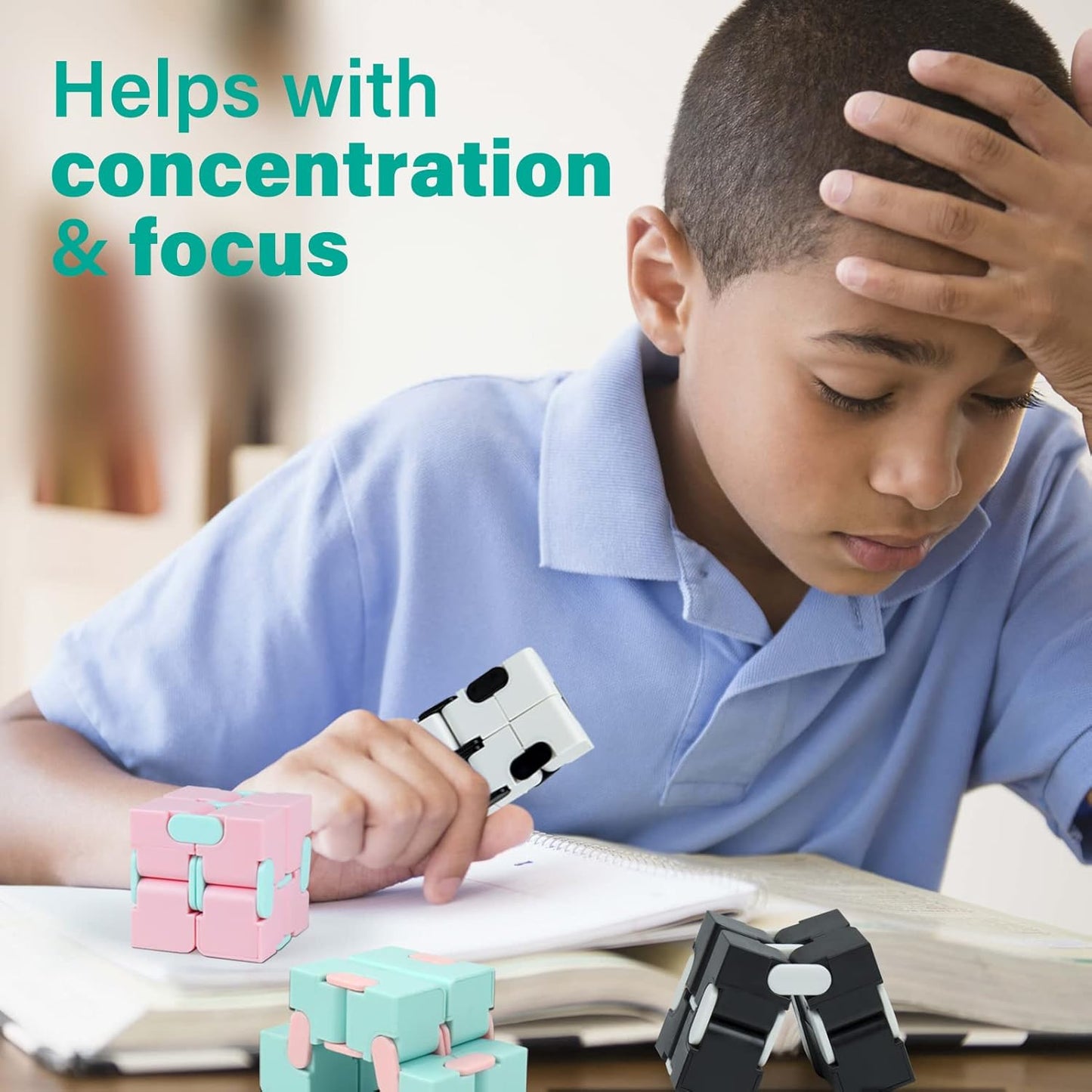 Infinitycube Fidget Toy Stress Relieving Fidgeting Game for Kids and Adults,Cute Pocket-sized Unique Gadget for Anxiety Relief and Kill Time (4, Macarons & Black White)