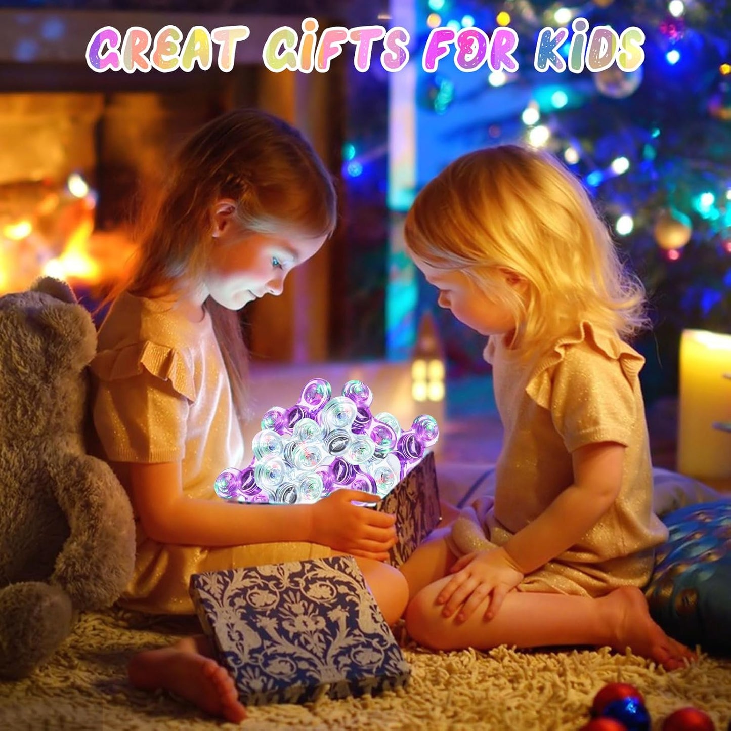 SCIONE 2Pack Fidget Spinners for Kids, LED Light up Sensory Fidget Toys for Kids Adults, Glow in The Dark Toys for Teens Boys Girls Halloween Classroom Prizes, ADHD Stress Anxiety Relief Fidgets