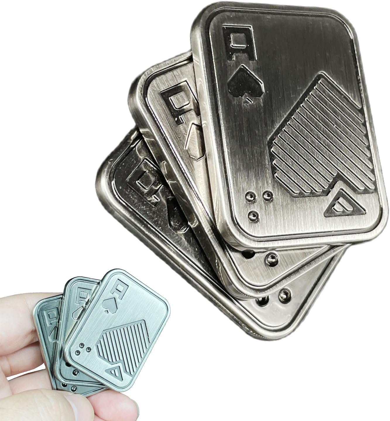 Metal Poker Fidget Slider EDC Adult Fidget Toys ADHD Tool Anxiety Stress Relief Toys Office Desk Toys Gifts for Boyfriend and Father (Three Layer AAA)