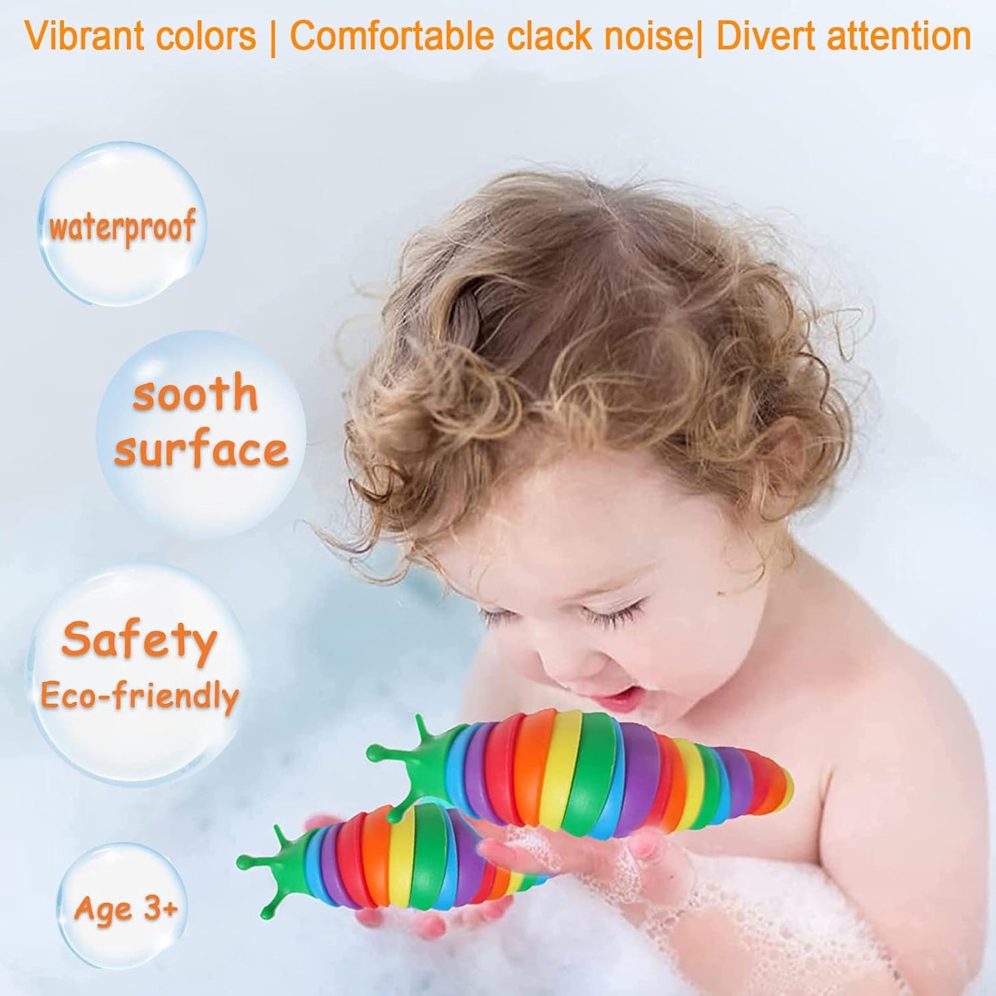 IFiwin Fidget Slug, Sensory Slug Toys, Rainbow Caterpillar Toy