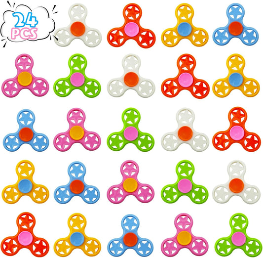 Fidget Spinner Fidget Toys 24 Pack,Party Favors Supplies Birthday Gifts Goodie Bags Stuffers for Kids Adults,Sensory Toys for Anxiety ADHD Stress Relief,Carnival Treasure Box Toys Classroom Prizes