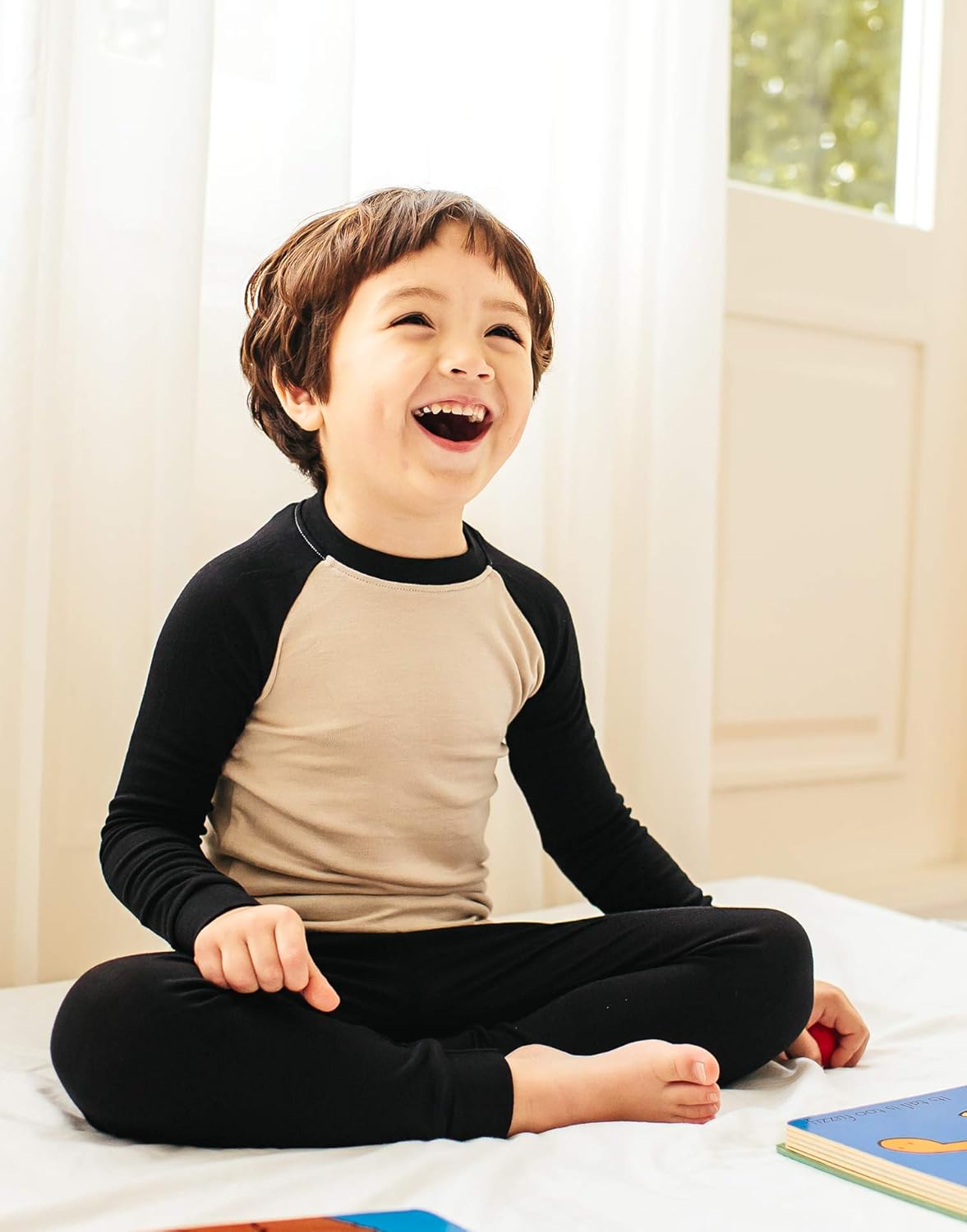 VAENAIT 6M-12Y Toddler Kids Girls Boys Soft Comfy Modal Tencel Solid Raglan Sleepwear Pajamas Pjs 2pcs/4pcs Set