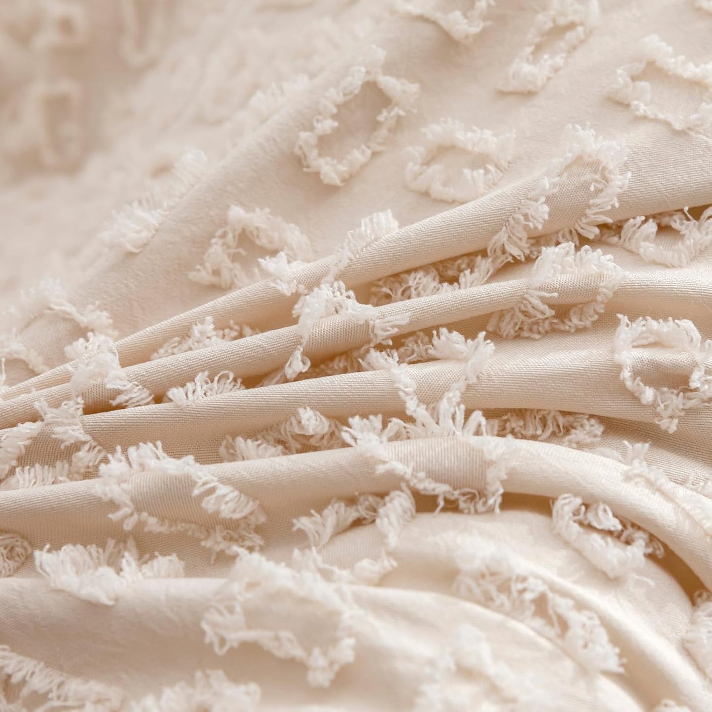 Cokouchyi 3 Piece Bedding Set for Boy Girls, Jacquard Tufted Geometric Crib Set, Includes Skirt, Blanket and Sheet, Baby Bedding, Beige