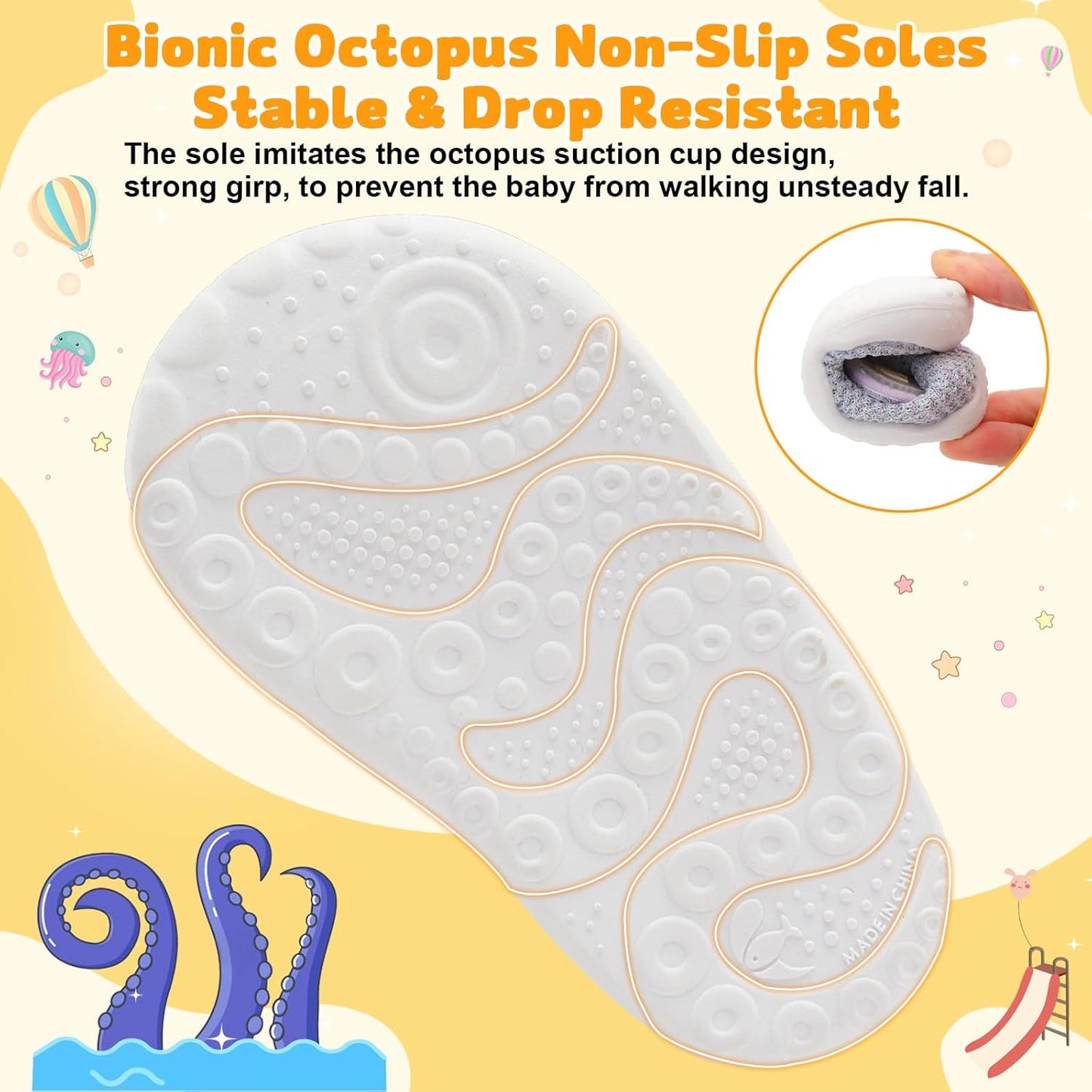 FEETCITY Baby First Walking Shoes Wide Baby Shoes Infant Sneakers Newborn Crib Shoe Barefoot Lightweight Slip On Shoe