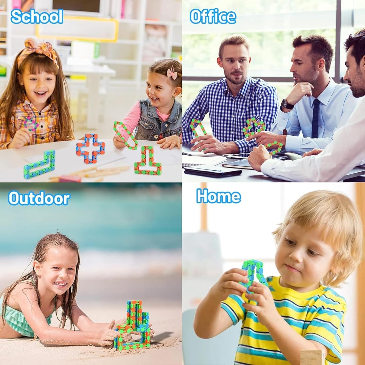 Woosir 24 Pack Wacky Tracks Fidget Toys Sensory Toys Gifts for Kids Classroom Back to School Gifts for Students Birthday Party Favors Goodie Bags Fillers Snake Click Toys Autism Stress Relief Adults