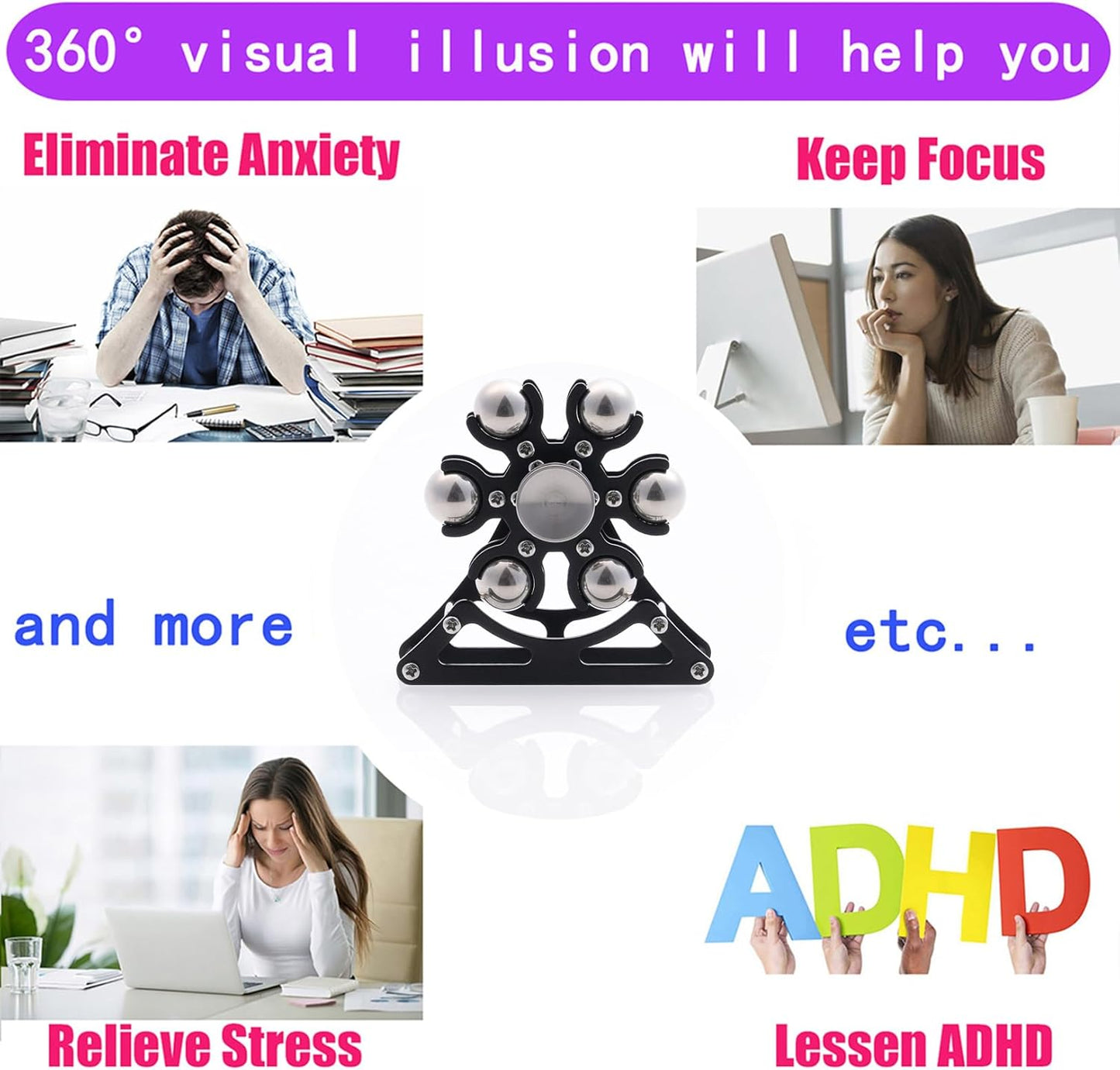 Desk-Fidget-Toys for Ferris-Wheels-Spinner: 4mins Kinetic-Metal-Spinner, Cool-Gadgets-Stuff for Kid Children Teen Adult EDC-Toy, ADHD Tools Stress Relief for Office Home School Men Woman Christmas
