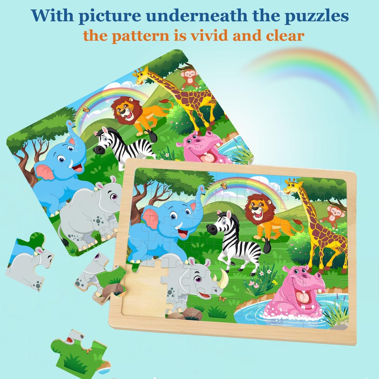 Wooden Puzzles for Kids Ages 4-6, 4 Packs 60 PCs Animal Dinosaur Jigsaw Puzzles for Children Ages 4-8,Preschool Educational Puzzles Boards Toys Gifts for Boys Girls