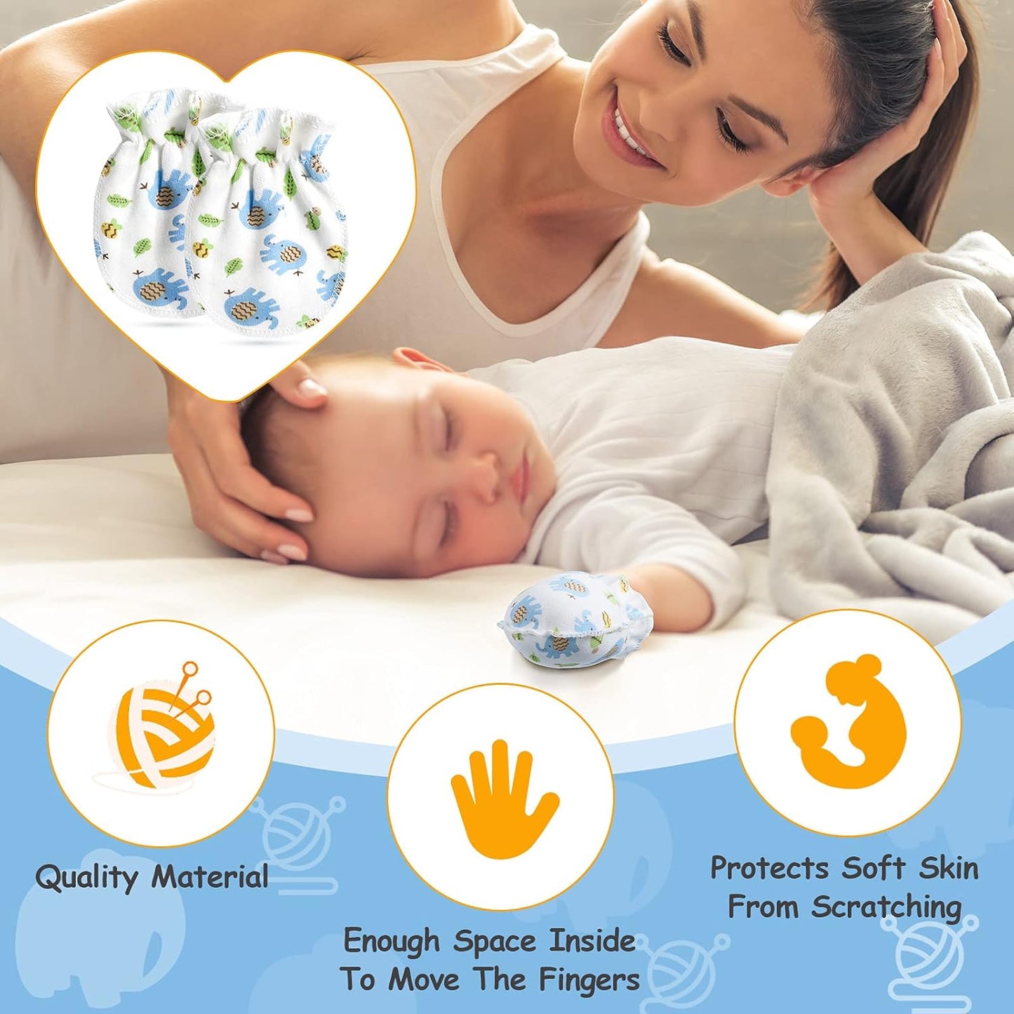 Geyoga 24 Pairs Newborn Baby Boy Girl Mittens 0-6 Months Newborn No Scratch Mittens Soft Elastic Infant Baby Gloves