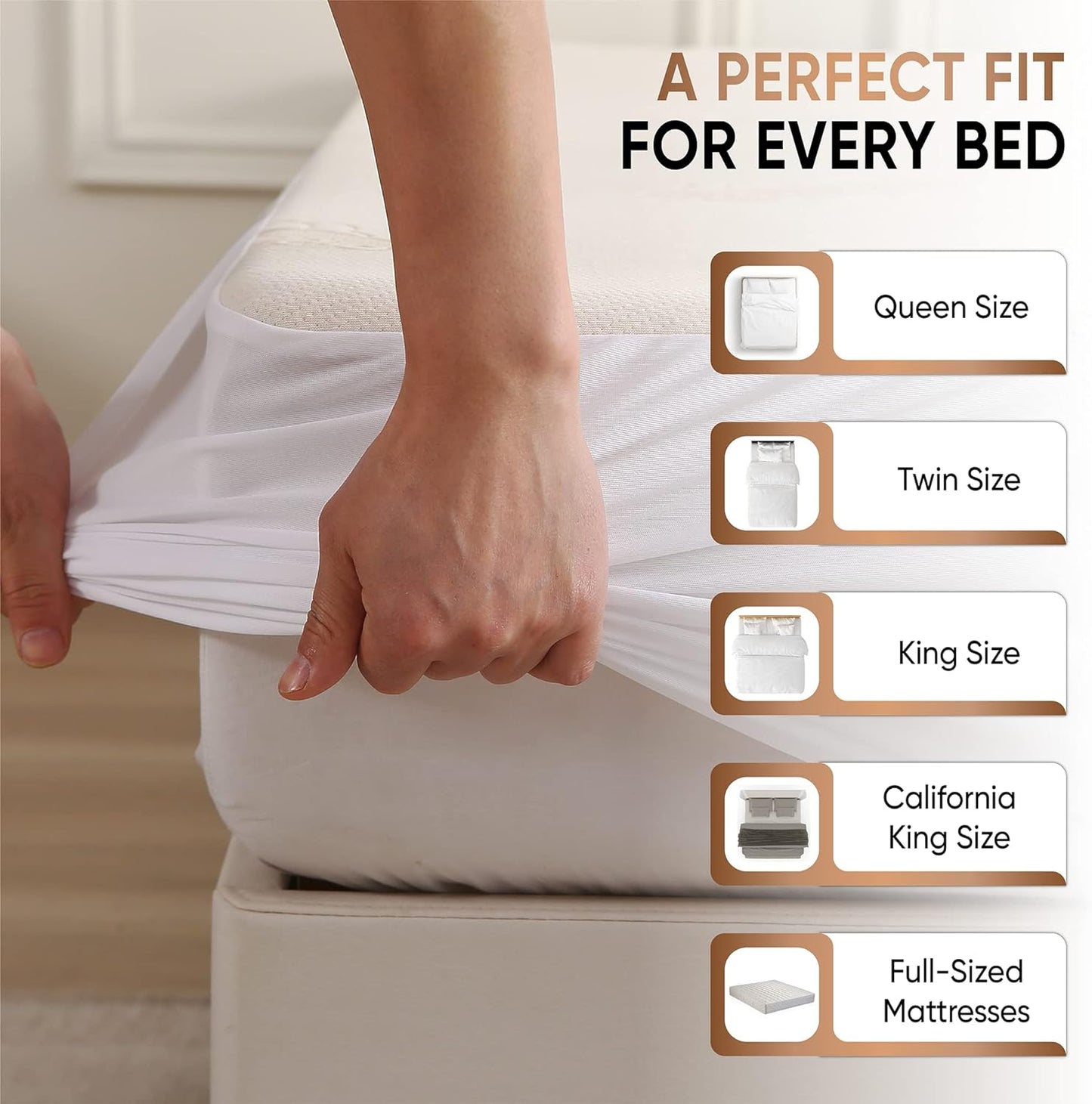 Waterproof Organic Mattress Protector King - Organic Cotton Breathable Mattress Pad Cover - 200 GSM Comfort - Deep Pocket - Fitted Comfort