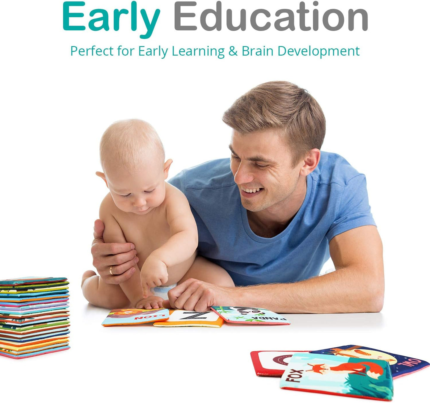 Zoo Alphabet Cards | Soft Alphabet Flash Cards, Educational Early Learning Infant Toys for Babies Infants Toddlers Boys Girls Kids Over 0 1 2 3 Years Old | My First ABC Animal Cloth Cards