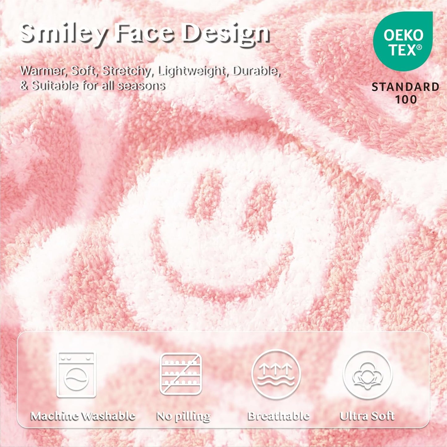 WRENSONGE Checkered Throw Blanket Blossom Smiling Face Soft Cozy Fluffy Warm Hand Made Weave Throw Blankets for Couch, Sofa, Chair, Bed, Camping, Picnic, Travel Lightweight Bed Blanket - 60"*80"