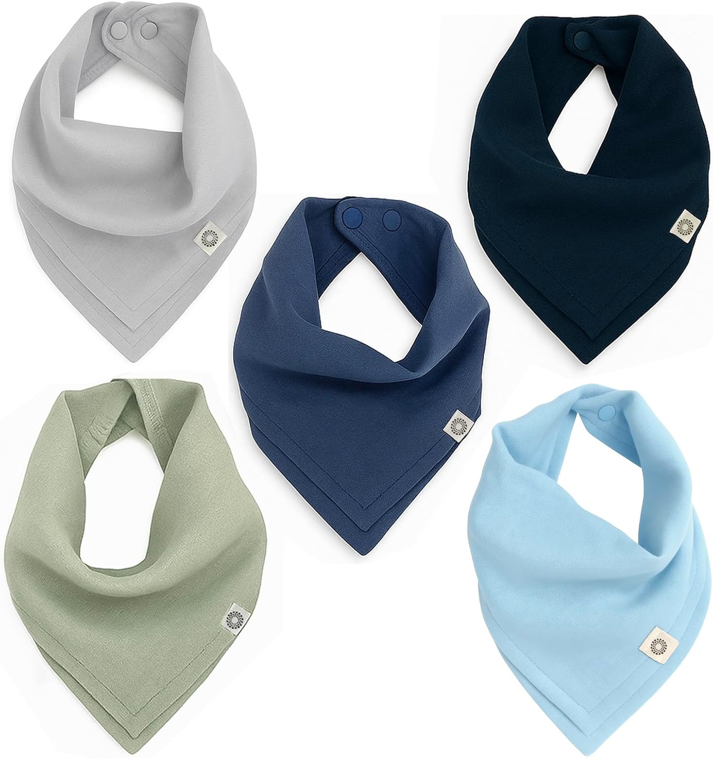 Kishu Baby Indi Organic Baby Bandana Bibs – Fairtrade 4-Way Reversible Drool Bibs for Boys & Girls – Unisex (Set of 5)