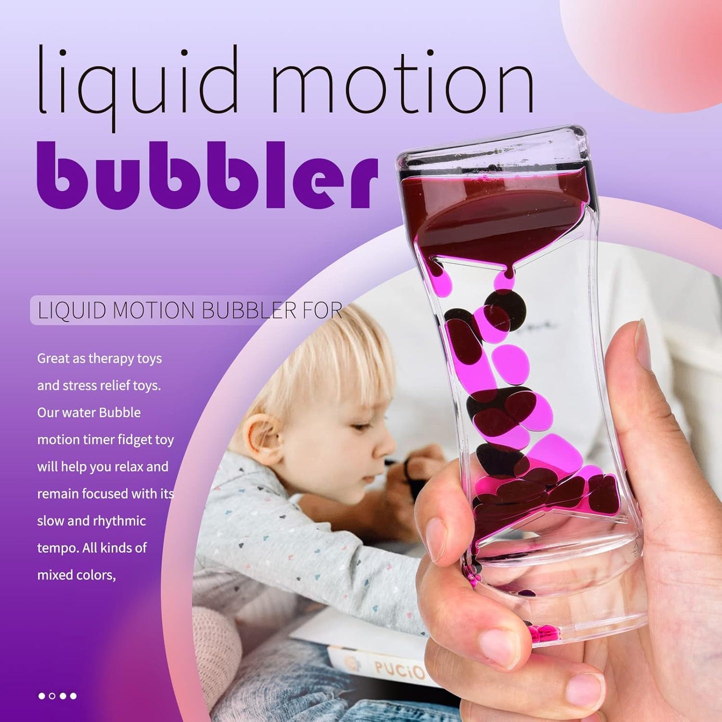 Liquid Motion Bubbler Timer Sensory Toys for Relaxation, Water Timer Fidget Toy for All Age, Motion Bubble Toy Sensory Play for Office Home (10, 10 Pack)