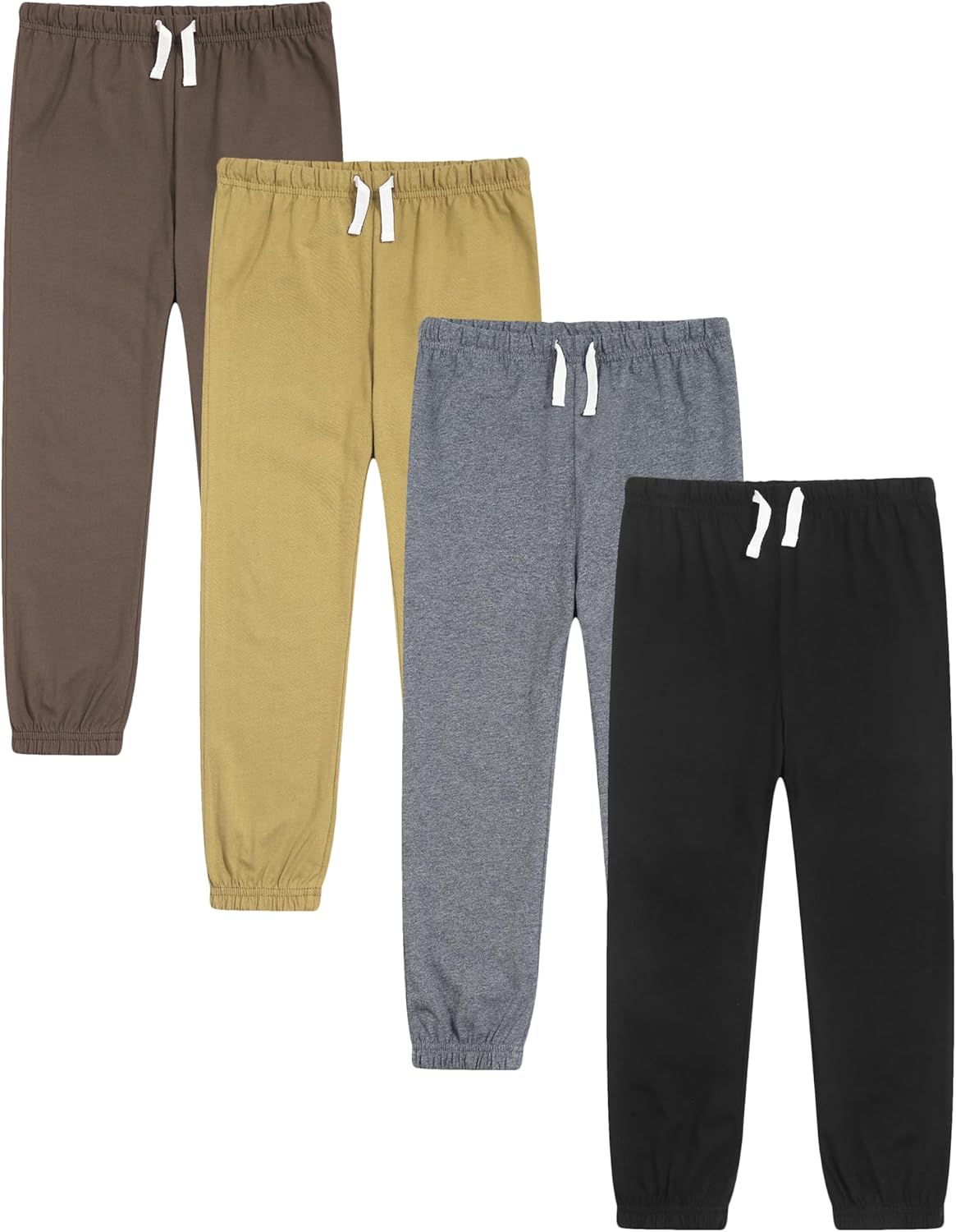 GFQLONG 4 Pack Toddler Boys and Girls Cotton Pants Lightweight Trousers, Kids Summer Casual Solid Sweatpants with Drawstring
