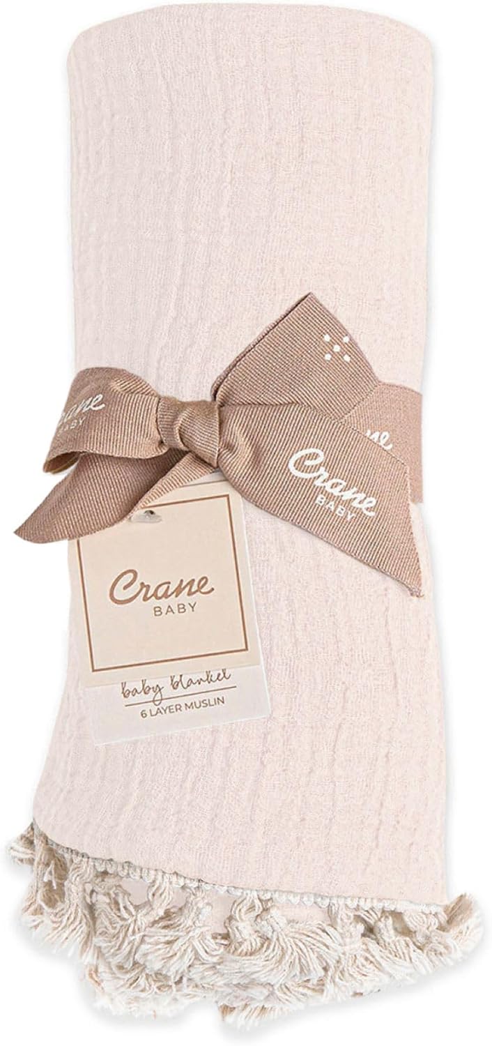 Crane Baby Muslin Swaddle Blanket, Soft Cotton Lightweight Nursery and Stroller Blanket for Baby Boys & Girls, Desert Brown, 30" x 40"