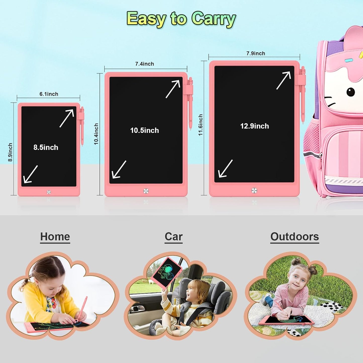 8.5 Inch LCD Writing Tablet for Kids, Colorful Toddler Doodle Board - Erasable Drawing Pad, Educational Learning Toy for Ages 3-8 - Valentine's Day Christmas Birthday Gifts (8.5 Inch, Pink)