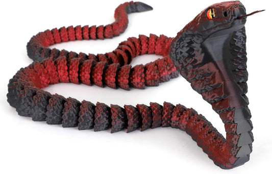 25" 3D Printed Snake, 3D Printed Fidget Animals,3D Crystal Snake Flexible Joints Home Decor Executive Desk Toys,Home Office Decor Executive Desk Toys for Autism/ADHD (Black)