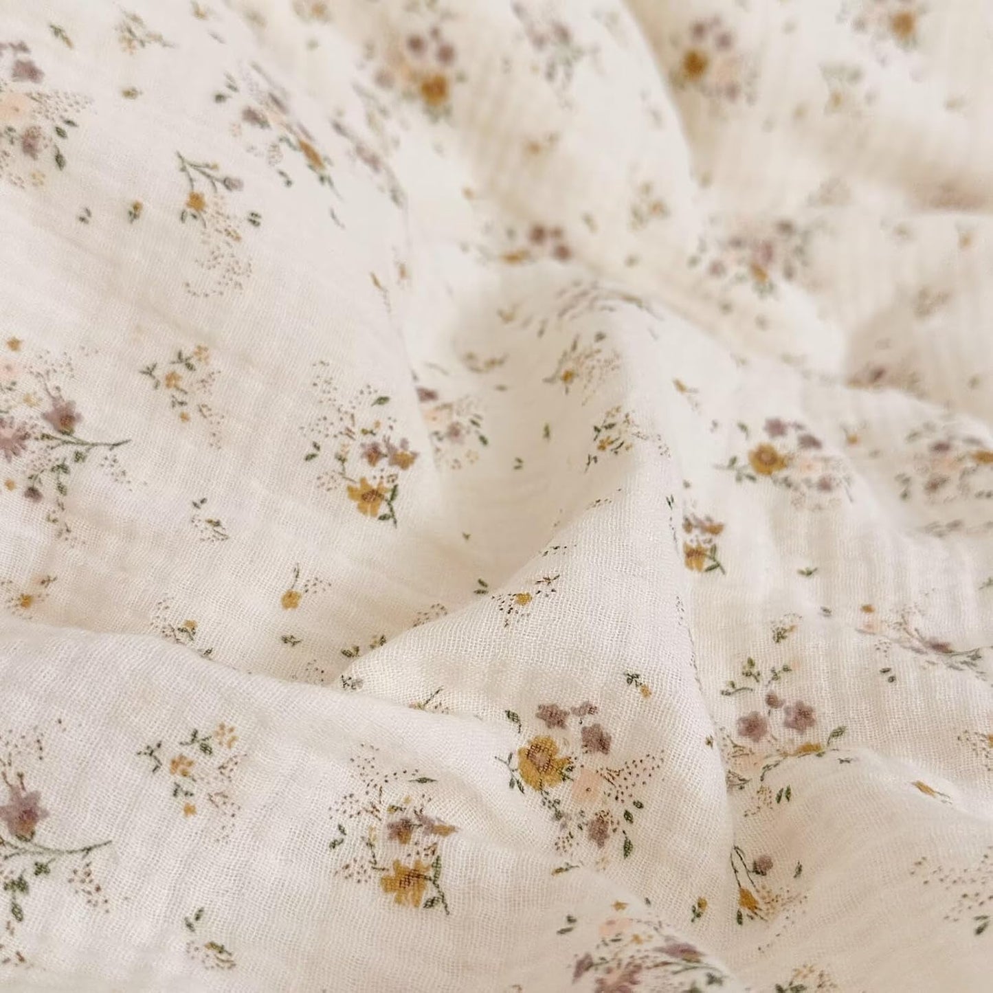 BuLuTu Cotton Muslin Pillow Case King Pillowcase Sweet Floral Design Pillowcases Enveloped Closure Vintage Ruffled Pillow Cover for Teens Adults, 20x36 inch, 1 Piece, Crapemyrtle