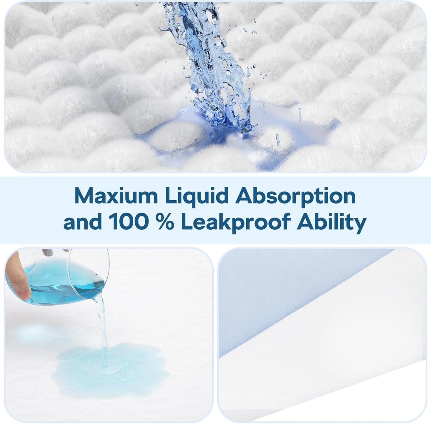 4 Pack 36" x 38" Large Absorbency Incontinence Bed Pads - Quick Drying Washable and Reusable Underpads for Kids, Adults, Elderly Dogs and Pets, Pee Mattress Protective Pad for Bed, Couch, Sofa, Floor