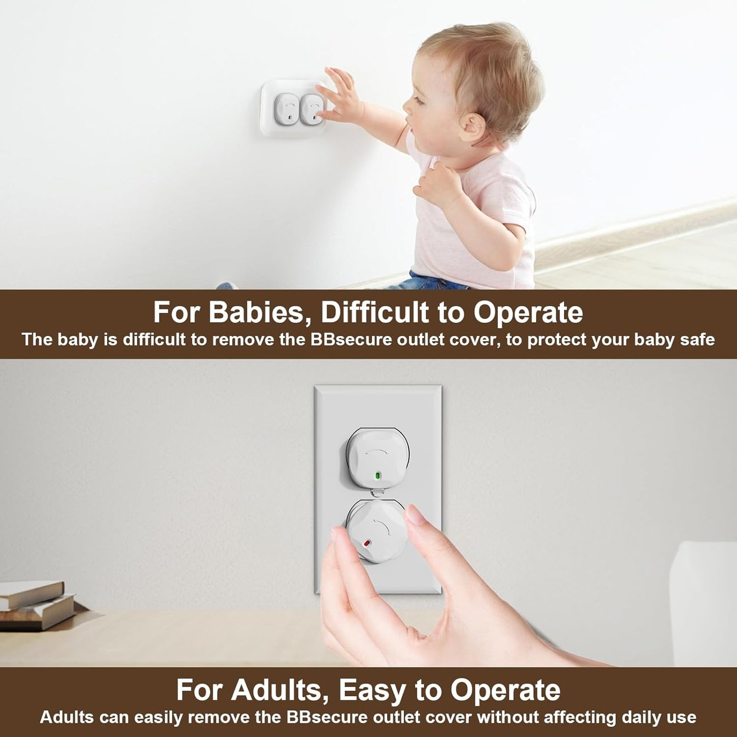 Outlet Covers Baby Proofing, 40 Pack Plug Covers for Electrical Outlets, Outlet Plug Covers to Prevent Power Shock Safety, for US 3-Prong, Plug Protectors for Home, Office, White