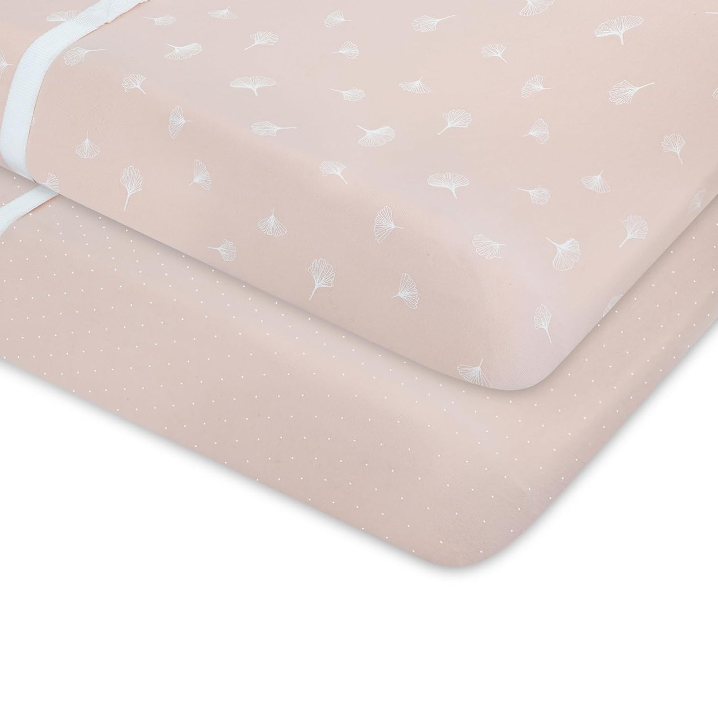 Ely’s & Co. Changing Pad Cover, Diaper Changing Table Sheets, 2 Pack, Cradle Sheet Set for Baby Girls, 100% Jersey Knit Cotton, Pink Gingko Collection, 32”x16”x5”