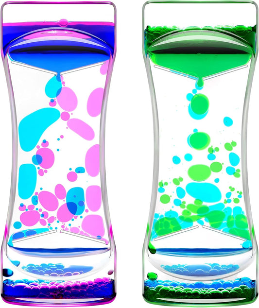 Liquid Motion Bubbler Timer Set of 2 for Sensory Toys, Drop Oil Water Timers for Fidget Toy, Autism Toys, Relaxing Activity, Home Office Desk Toys, Christmas Stocking Filler Gift