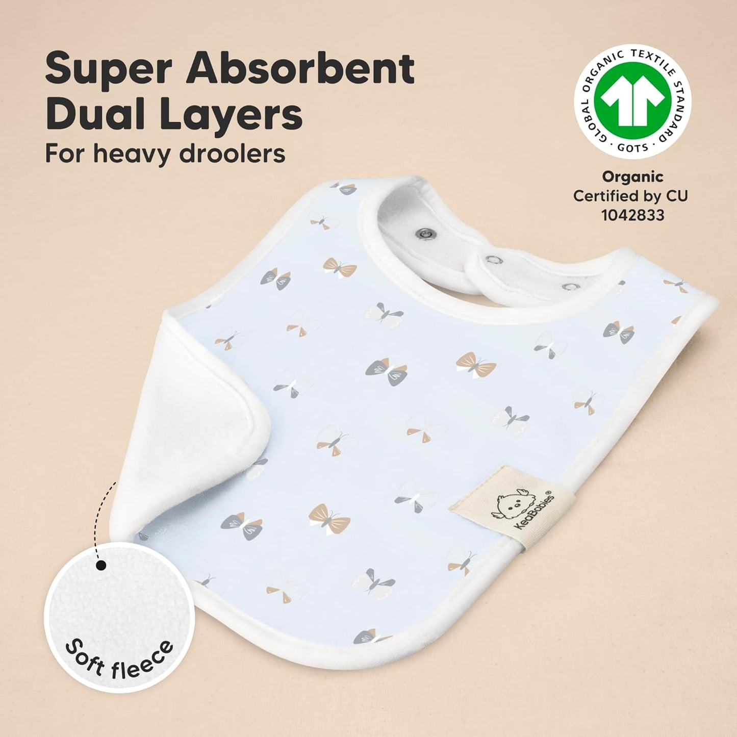 KeaBabies 8-Pack Organic Baby Bibs for Boys, Girls - Super Absorbent Cotton Drool Bibs for Baby Girl & Boy, Teething Toddler, Drooling Newborn, Ultra Soft & Machine Washable (Prairie)