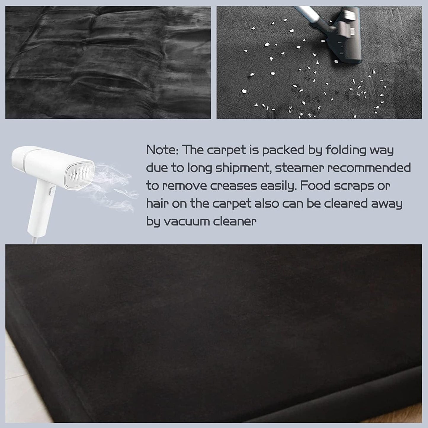 MAXYOYO Baby Play Mat, 1.2" Thick Memory Foam Soft Padded Carpet with Non-Slip Backing, 3x5 ft Japanese Tatami Rug Living Room for Kids, Toddler, Children, Nusery(Black)