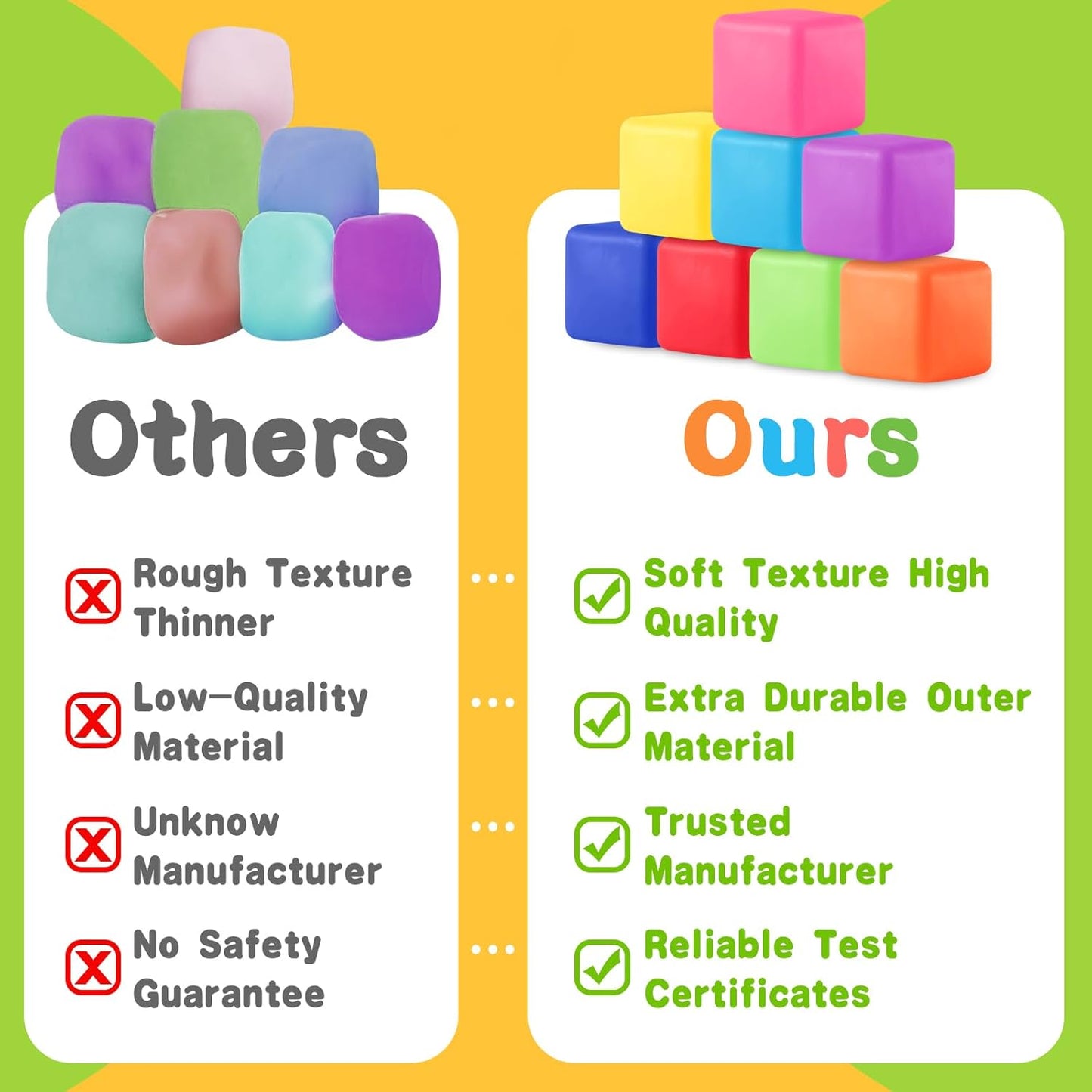 Fidget Toys Stress Cube, 24Pcs Stress Balls Bulk for Kids and Adult, Slow Rising Stress Ice Cube Stress Balls, Dough Stress Balls Soft Fidget Squishy Toys for Anxiety Relief, Square Ball (24PACK)