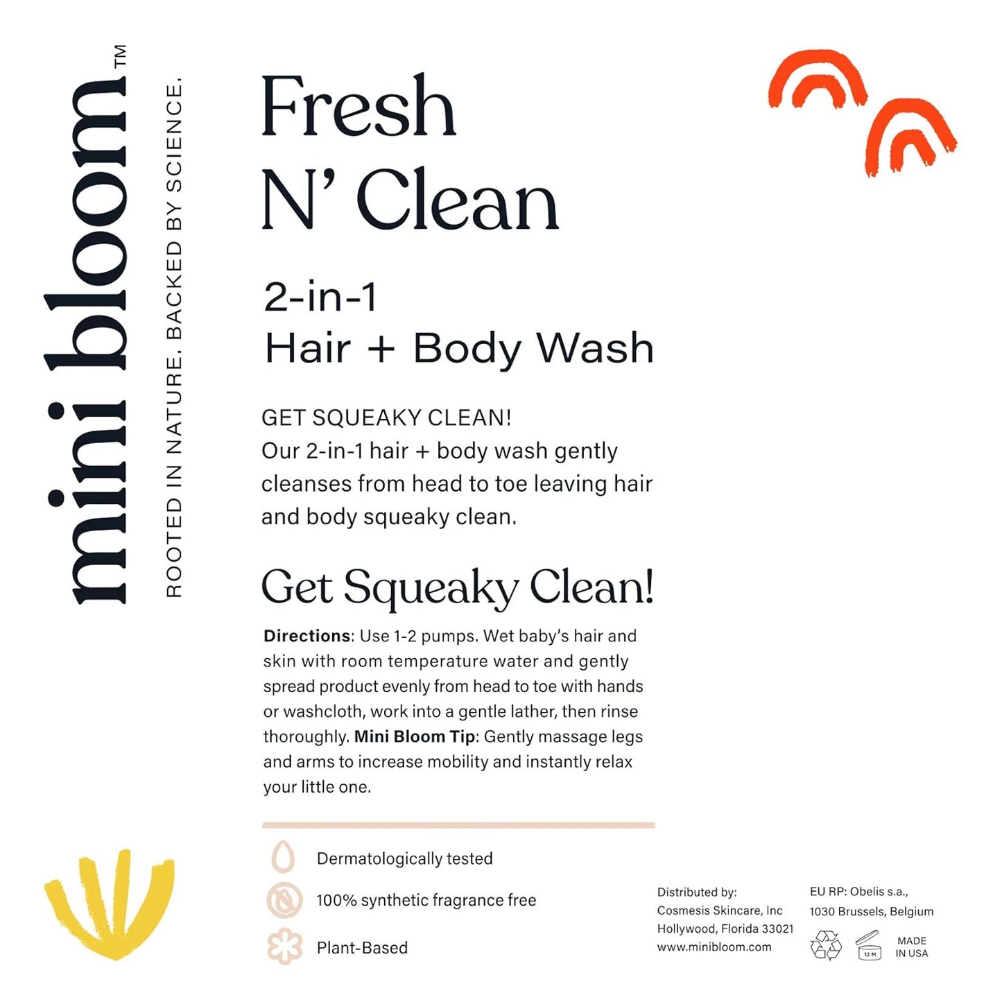 Fresh N’ Clean 2-in-1 Hair + Body Wash | Shampoo Sulfate-Free | Baby & Kid Safe | Gently Cleanses Head to Toe w/Aloe leaf, Chamomile extract, Lavender & Botanicals 16.6 oz