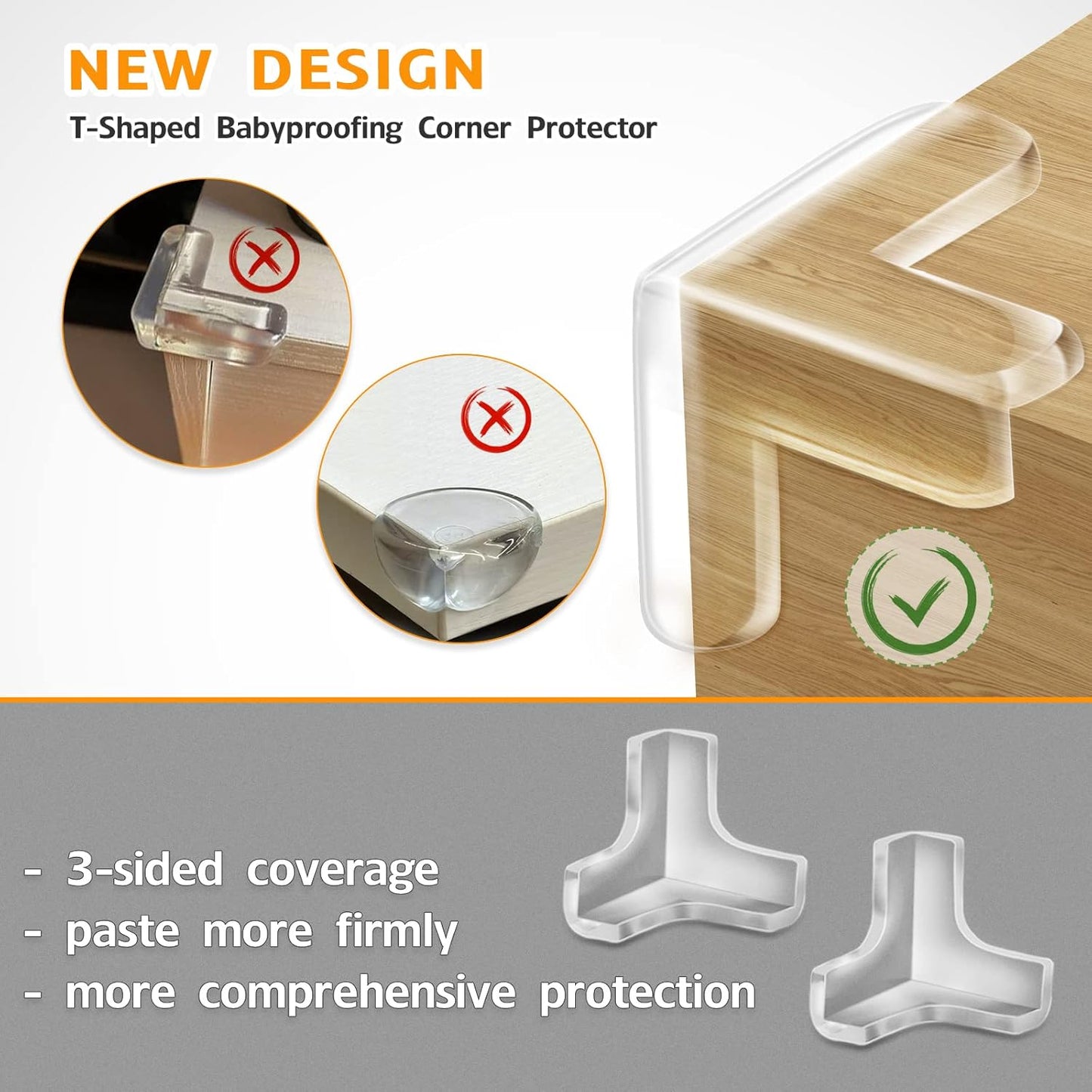 32 Pack Corner Protectors for Baby, Clear Corner Guards Table Corner Protector, Corner Bumpers Covers, Furniture & Sharp Corner Baby Proofing, T-Shaped