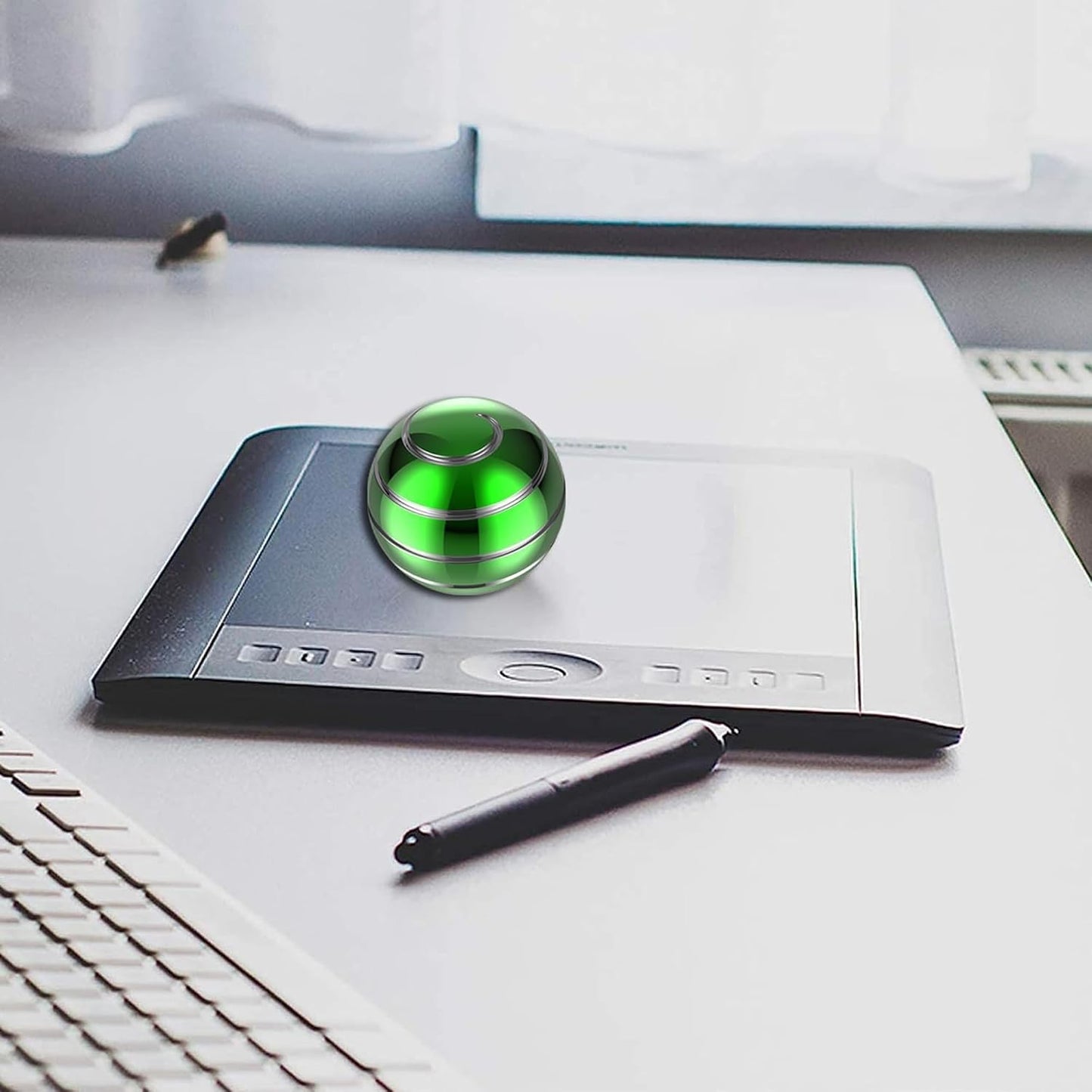 Desk Toys, 2.17'' Kinetic Spinning Ball for Adults, Kinetic Fidget Desk Toys for Party Favors, Christmas Stocking Stuffers, Easter Basket (55MM, Green A)