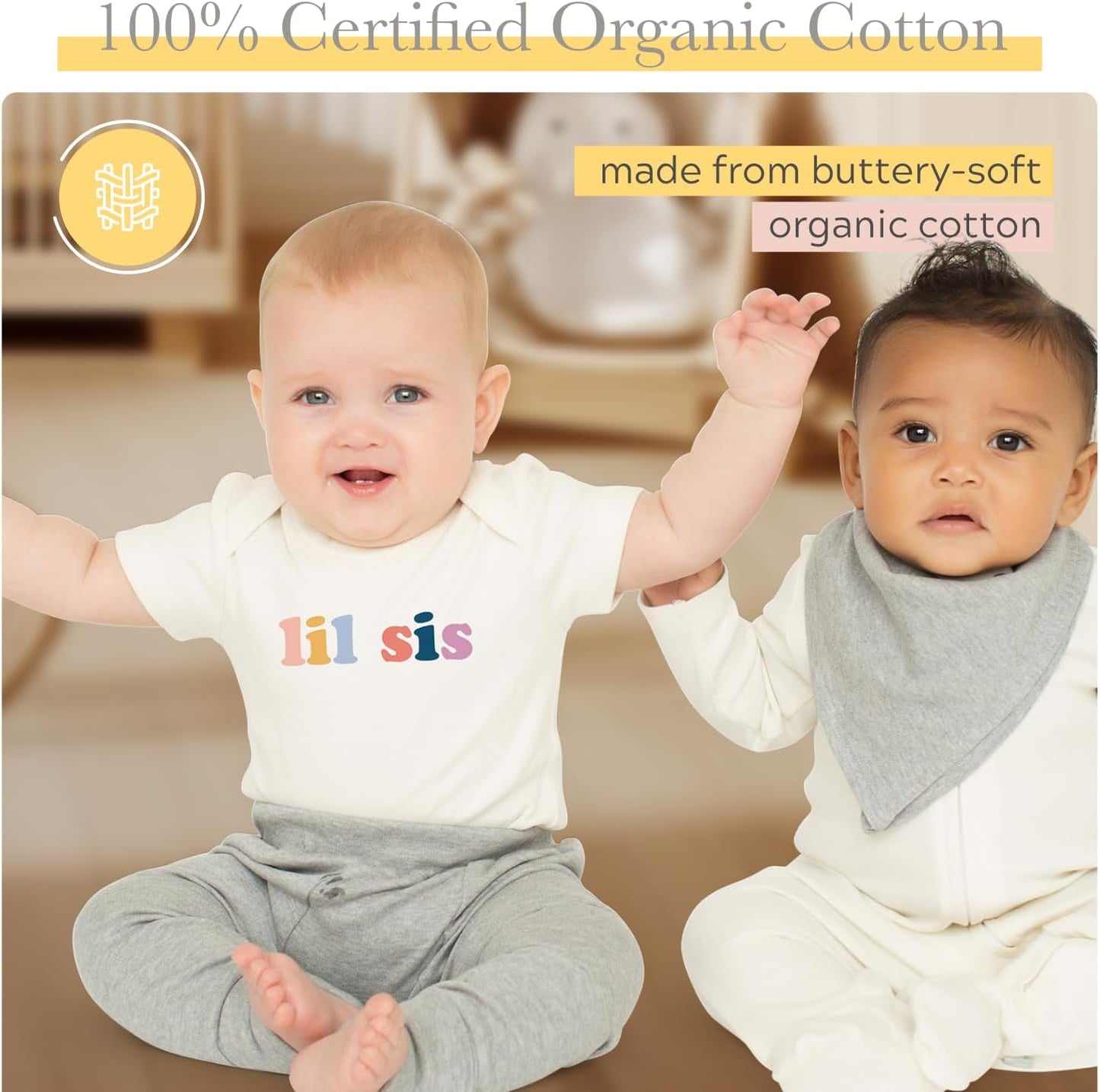 Finn + Emma Organic Cotton Graphic Baby Onesie - Gender Neutral Bodysuits for Babies 0-12 Months in Multiple Sizes and Styles