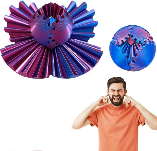 3D Printed Gear Ball, Gear Sphere Fidget Toy, Gear Ball Spin Ball or Cube Fidget Toy, Stress Ball, GearSphere Desk Toy for Stress and Anxiety Relaxin Kids Adult Birthday (Laser Violet)