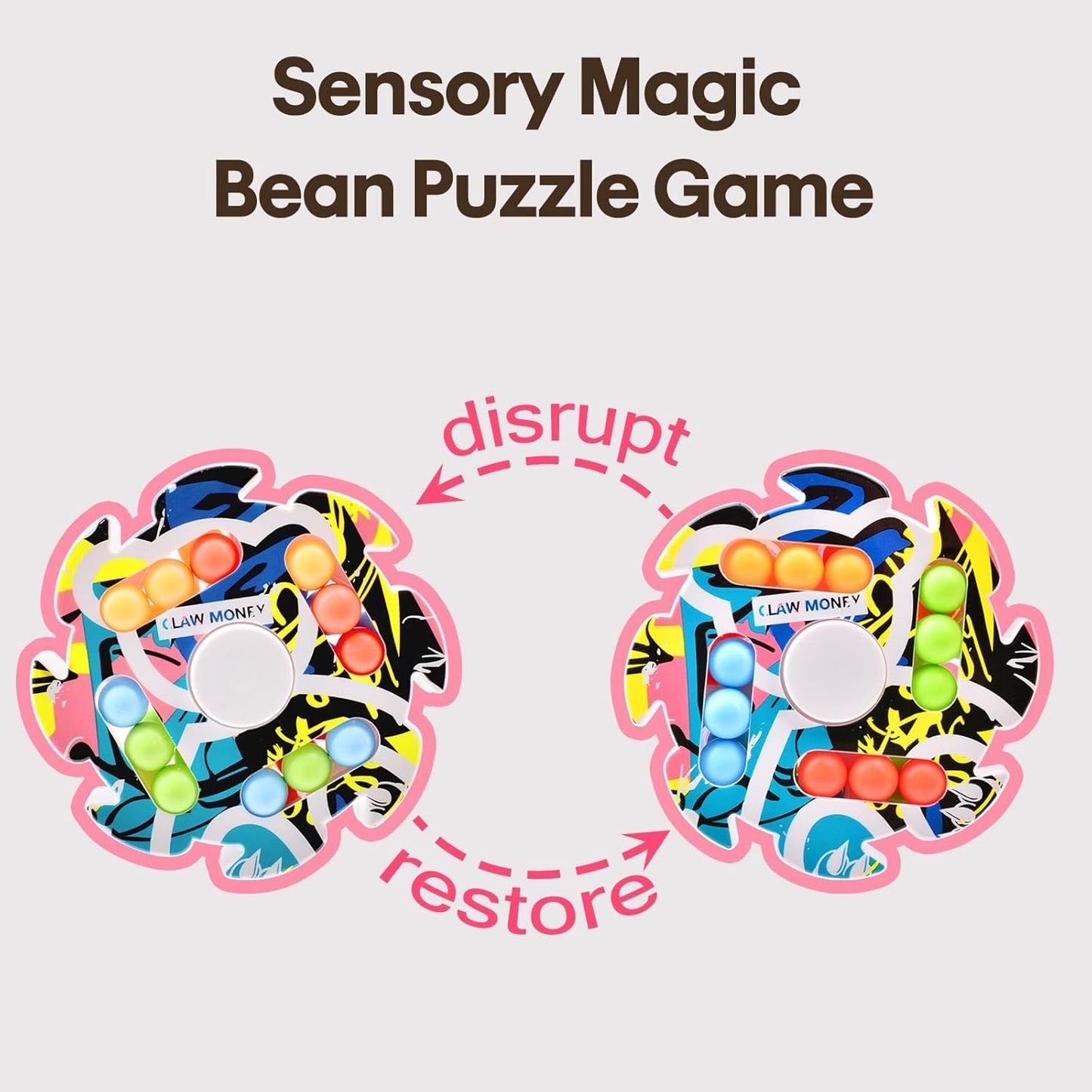 Magic Beans Cube Fidget Spinners Toys,Montessori Educational Toy for Adults Teen Kids Autism ADHA Sensory Toys Fidget Puzzle Toys Rotating Sorting Bean,Gifts for Boys Girls Anxiety Relief Toy