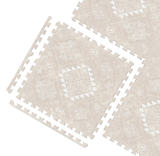 MOON WALKERS Stylish Boho Baby Play Mats for Floor, Play Mat for Babies and Toddlers, Non-Toxic, Soft, Thick, Tummy Time Mat for Crawling (Moon Mist, Standard 6x4ft | 6 Tiles)